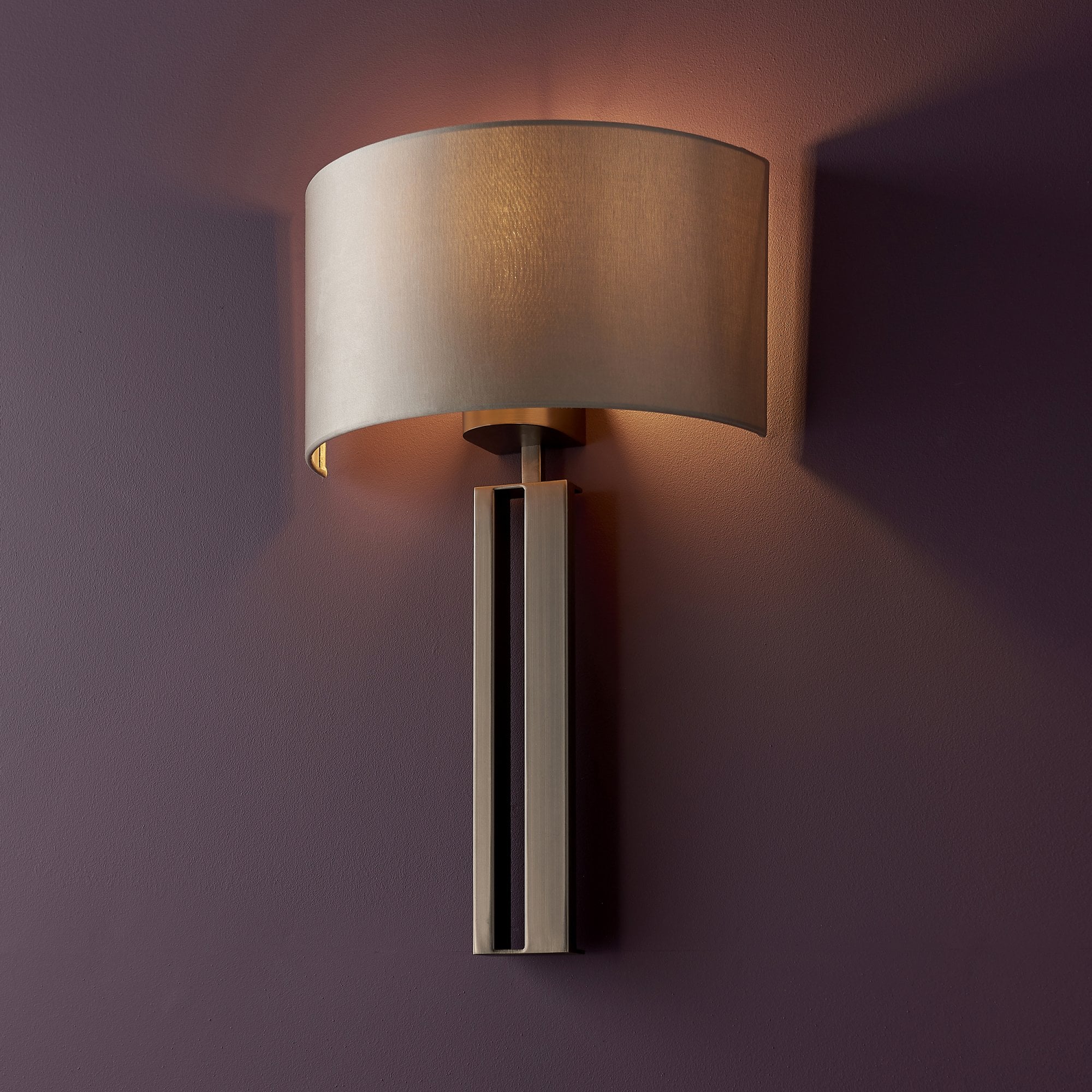 Utopia Groove Wall Light - Brushed Bronze With Mink Shade