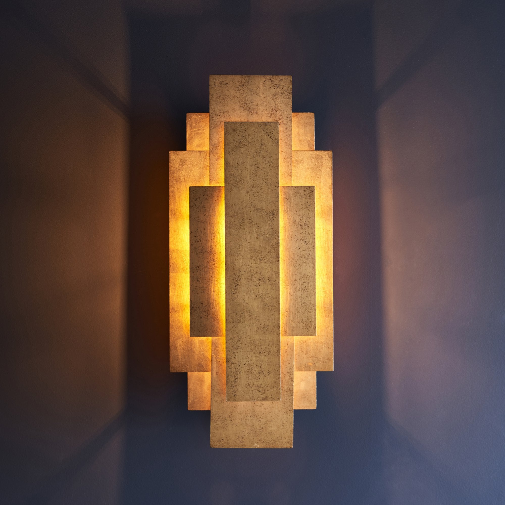 Utopia Overlay 2 Light Wall Light - Antique Gold