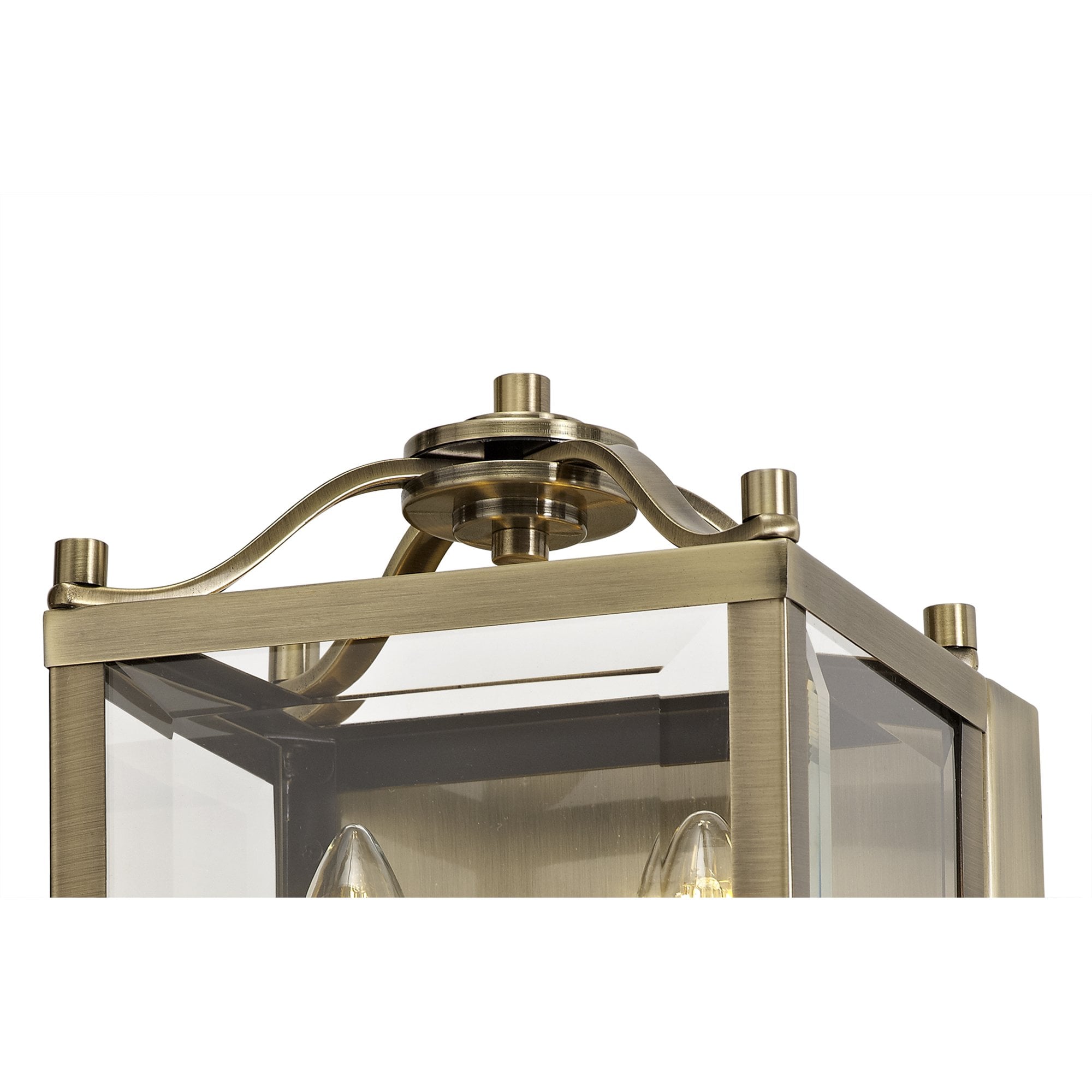 Diyas Aston Wall Lamp 2 Light - Antique Brass & Glass
