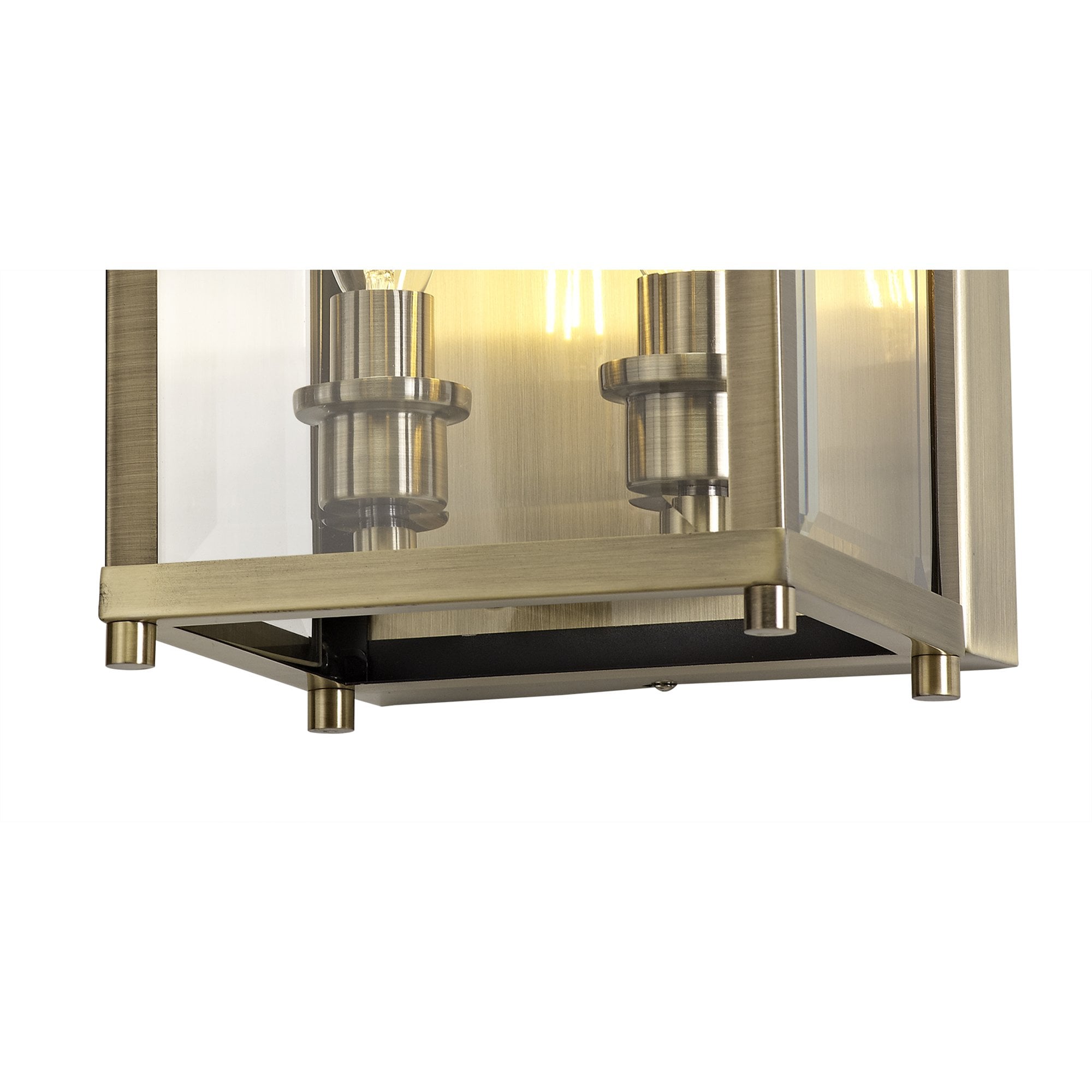 Diyas Aston Wall Lamp 2 Light - Antique Brass & Glass