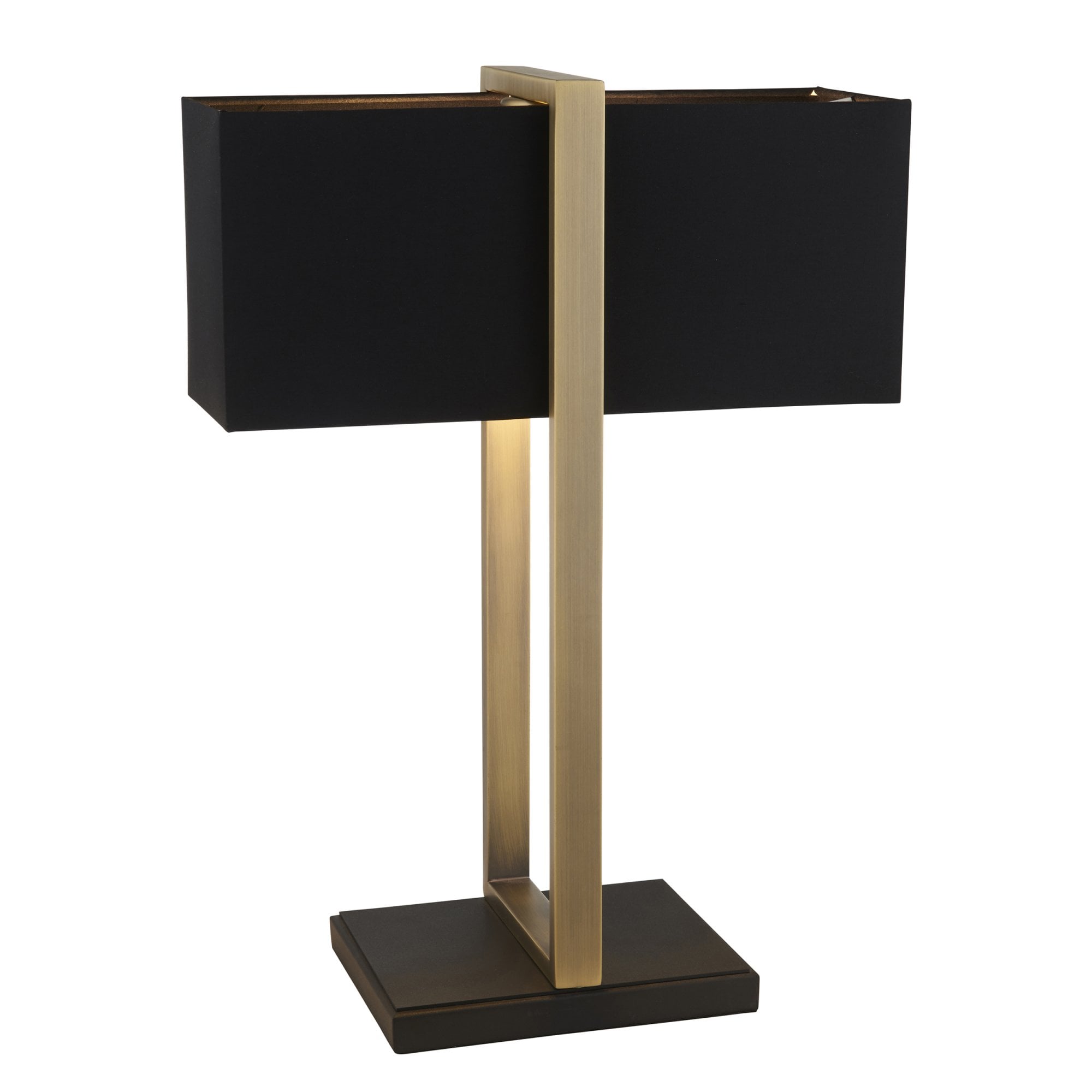 Utopia Oblong Table Lamp -  Antique Brass And Black Shade