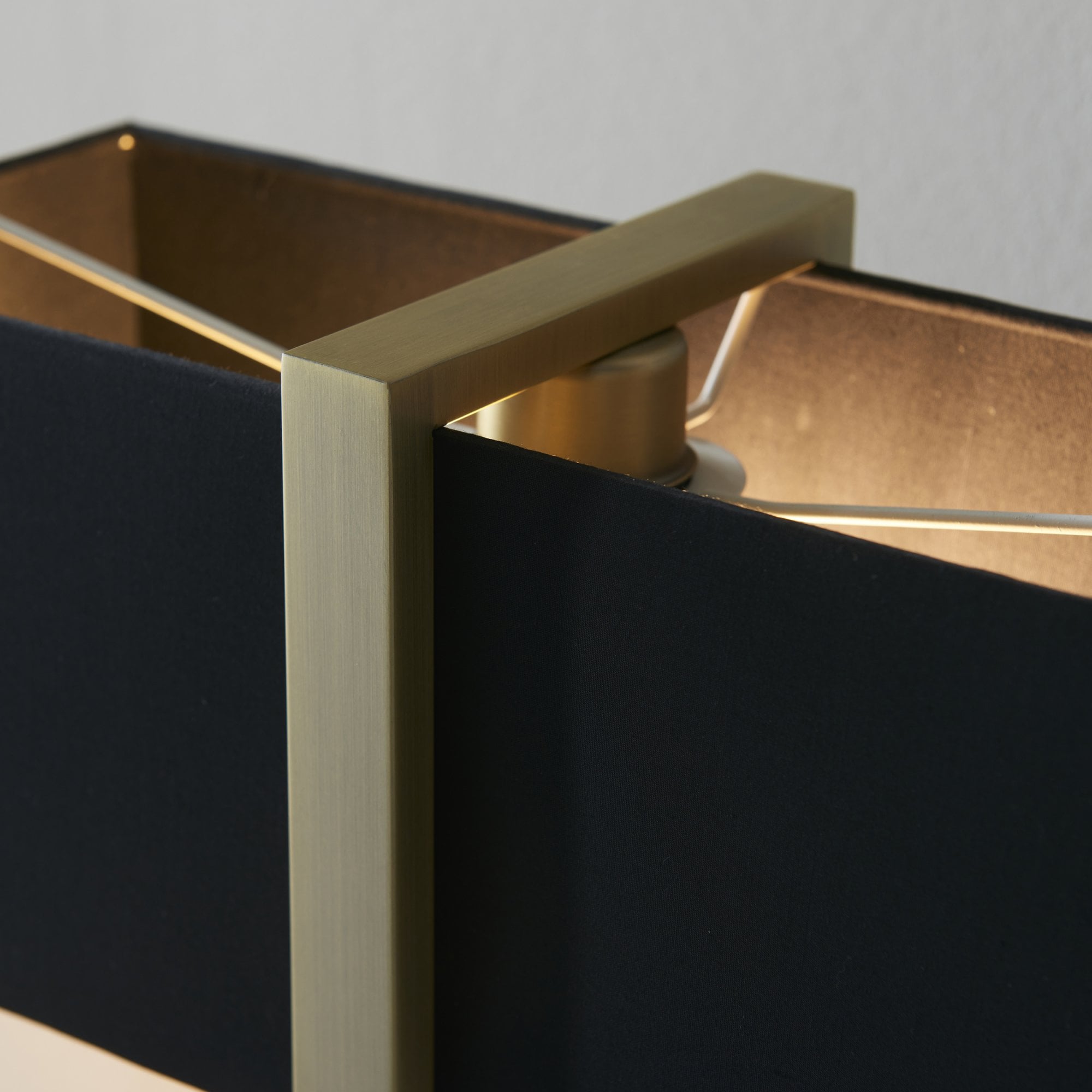 Utopia Oblong Table Lamp -  Antique Brass And Black Shade