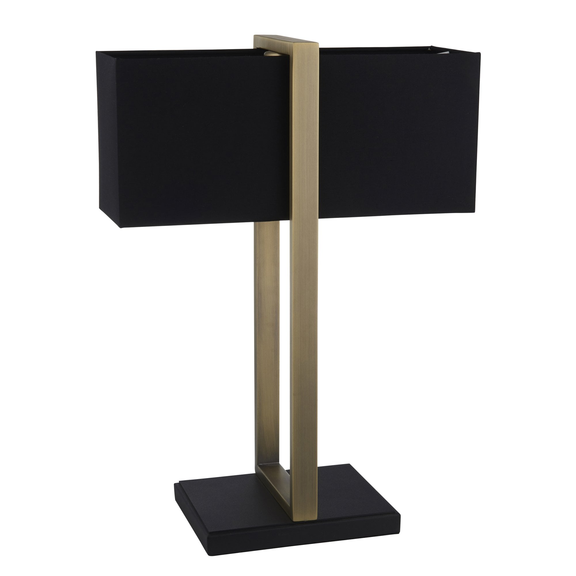 Utopia Oblong Table Lamp -  Antique Brass And Black Shade