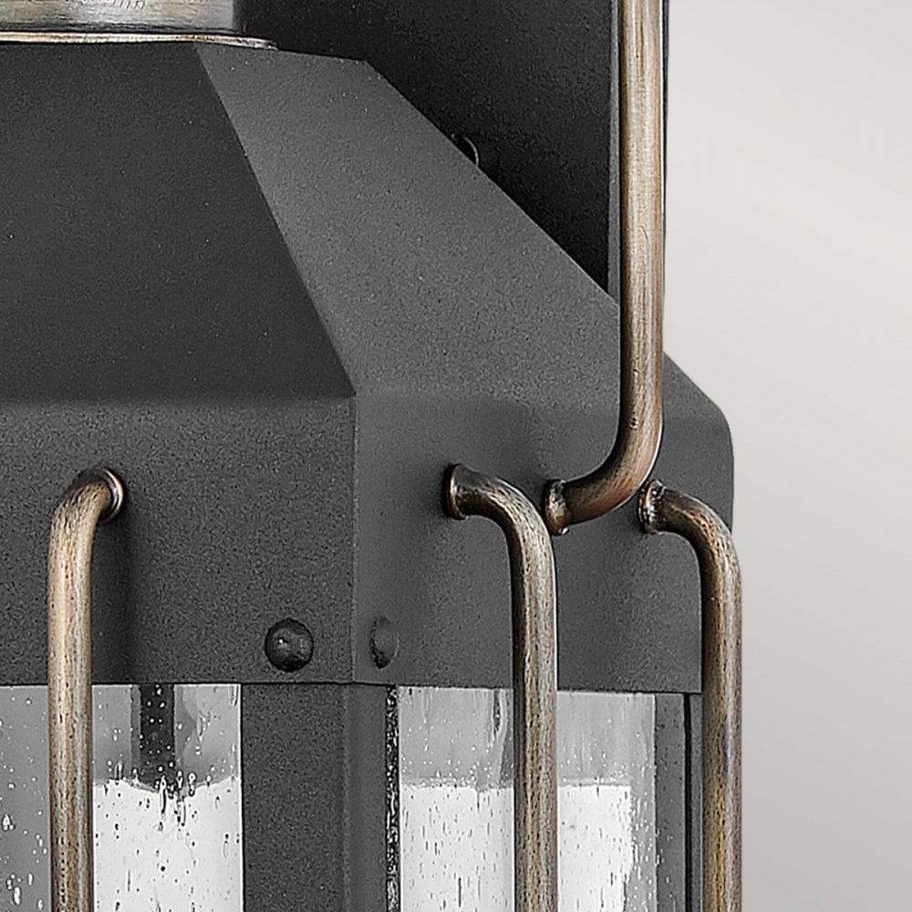 Hinkley Fitzgerald 2 Light Medium Wall Lantern - Textured Black & Burnished Bronze