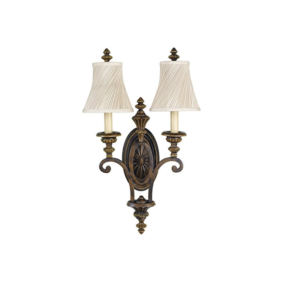 Feiss Drawing Room Upward 2 Light Wall Fitting - Walnut