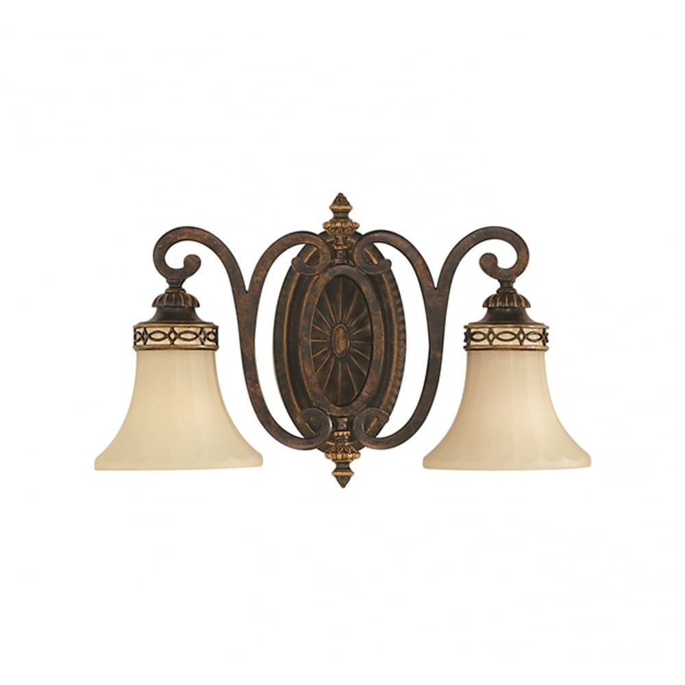 Feiss Drawing Room Downward 2 Light Wall Fitting - Walnut