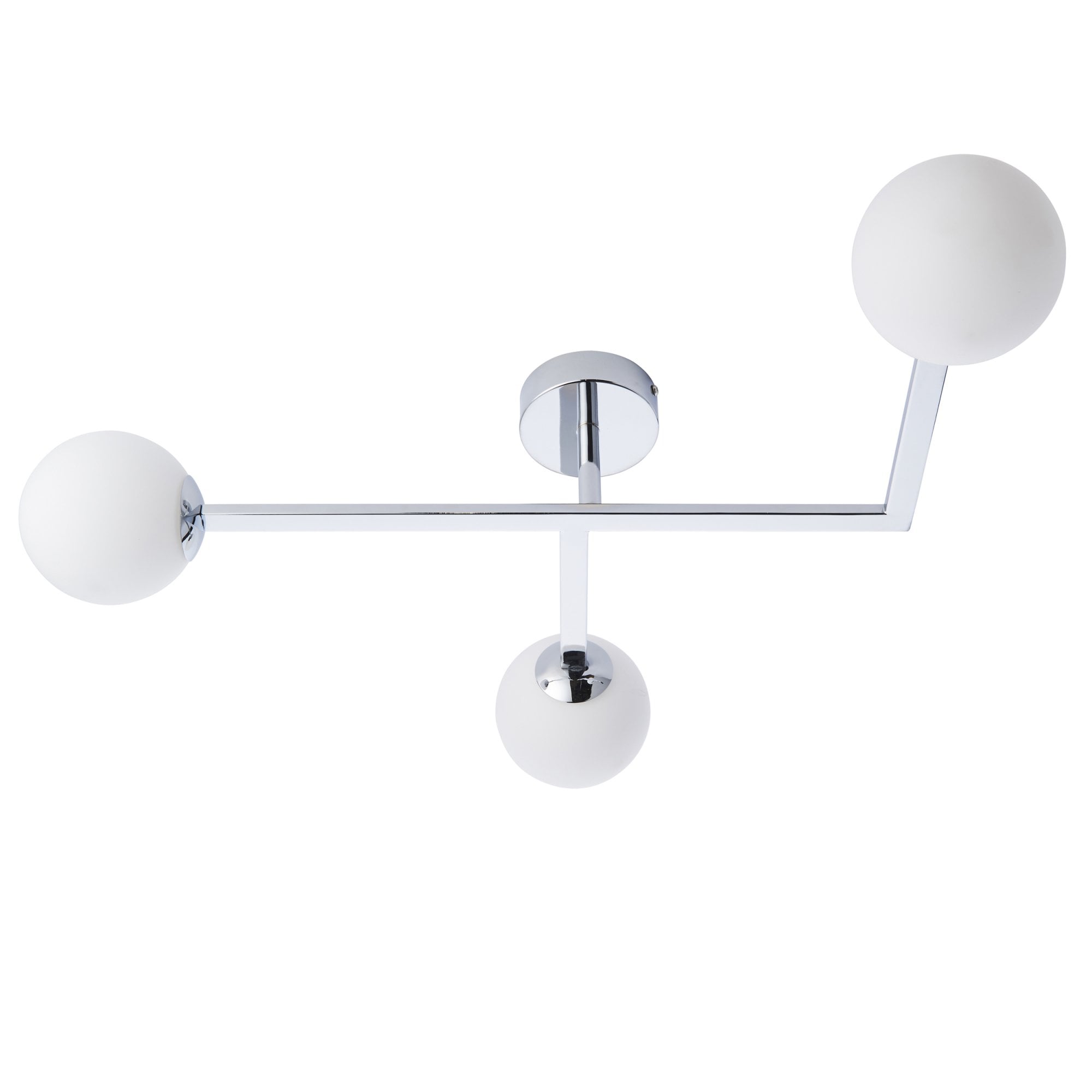 Utopia Linear Metal Semi Flush Fitting - Chrome With White Globe