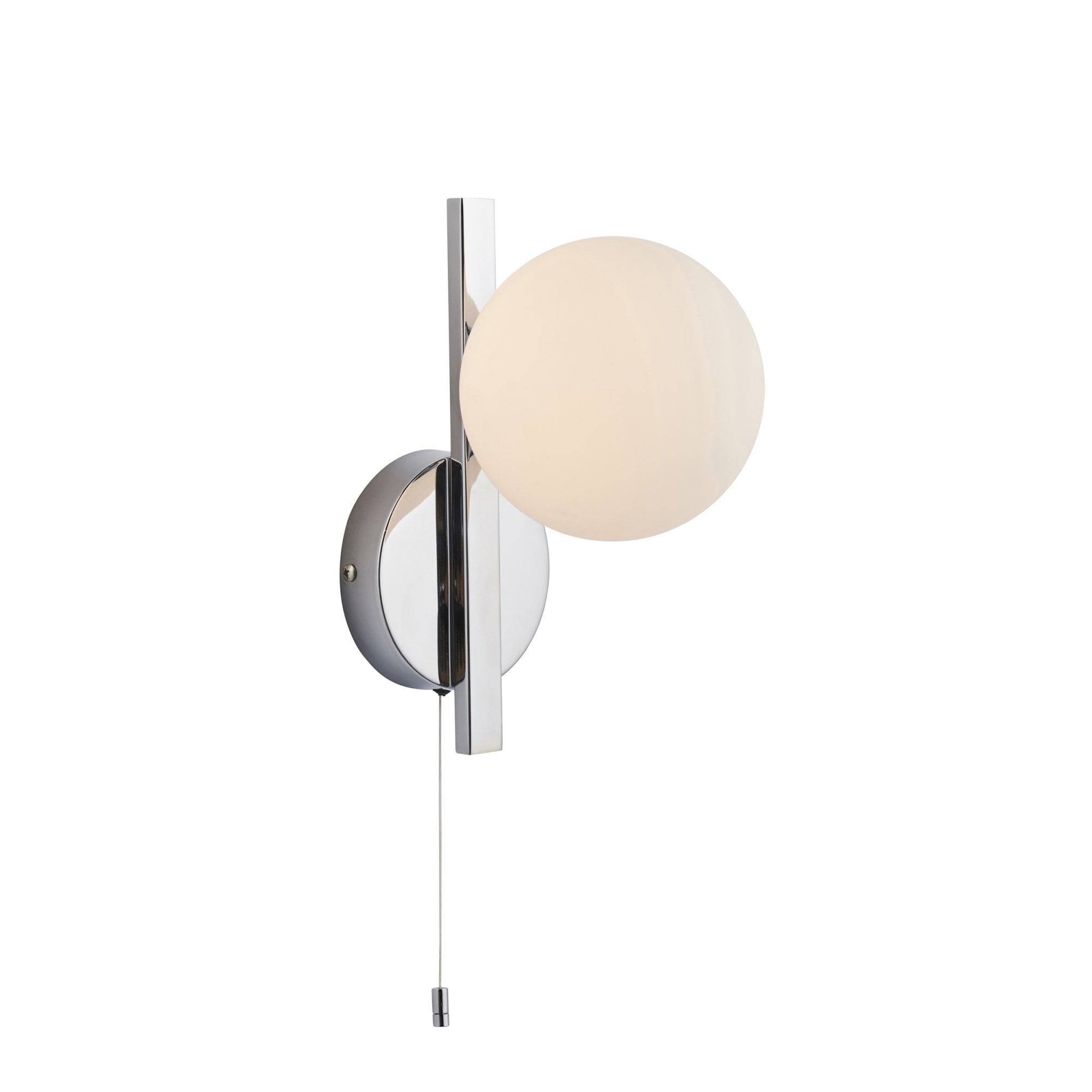 Utopia Linear Metal Wall Light - Chrome With White Globe
