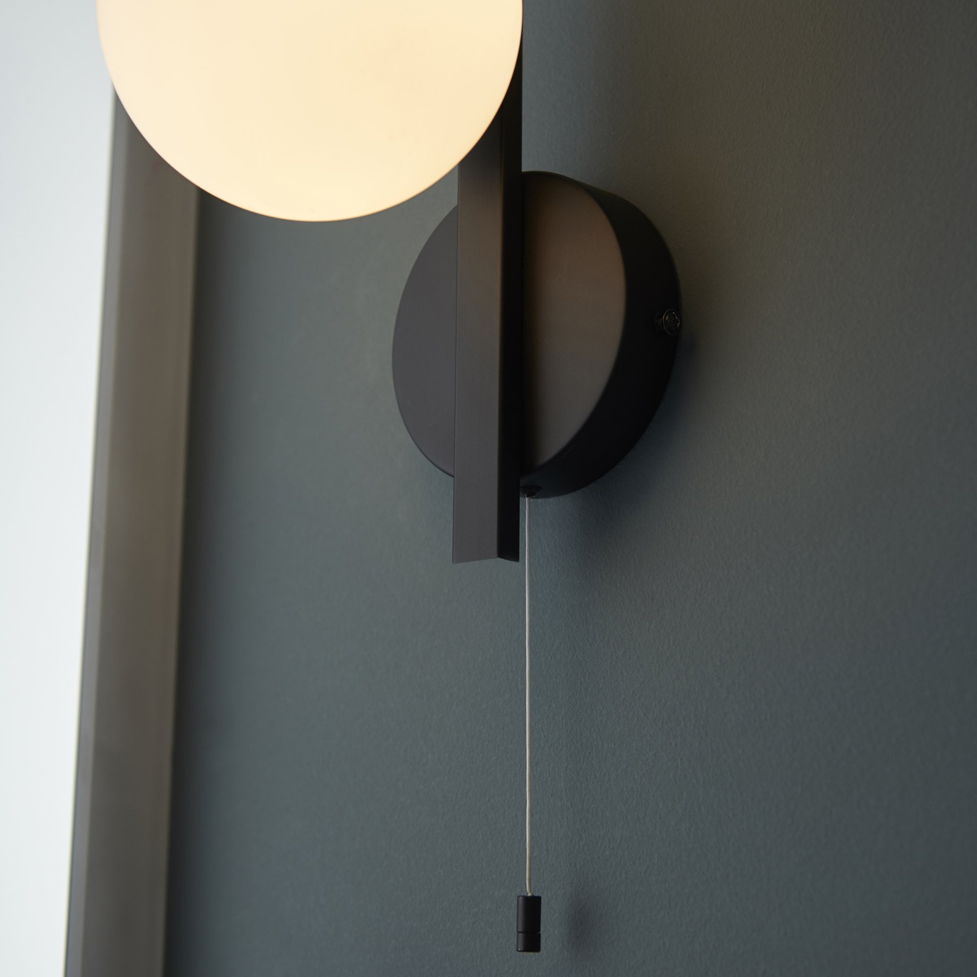 Utopia Linear Metal Wall Light - Black With White Globe