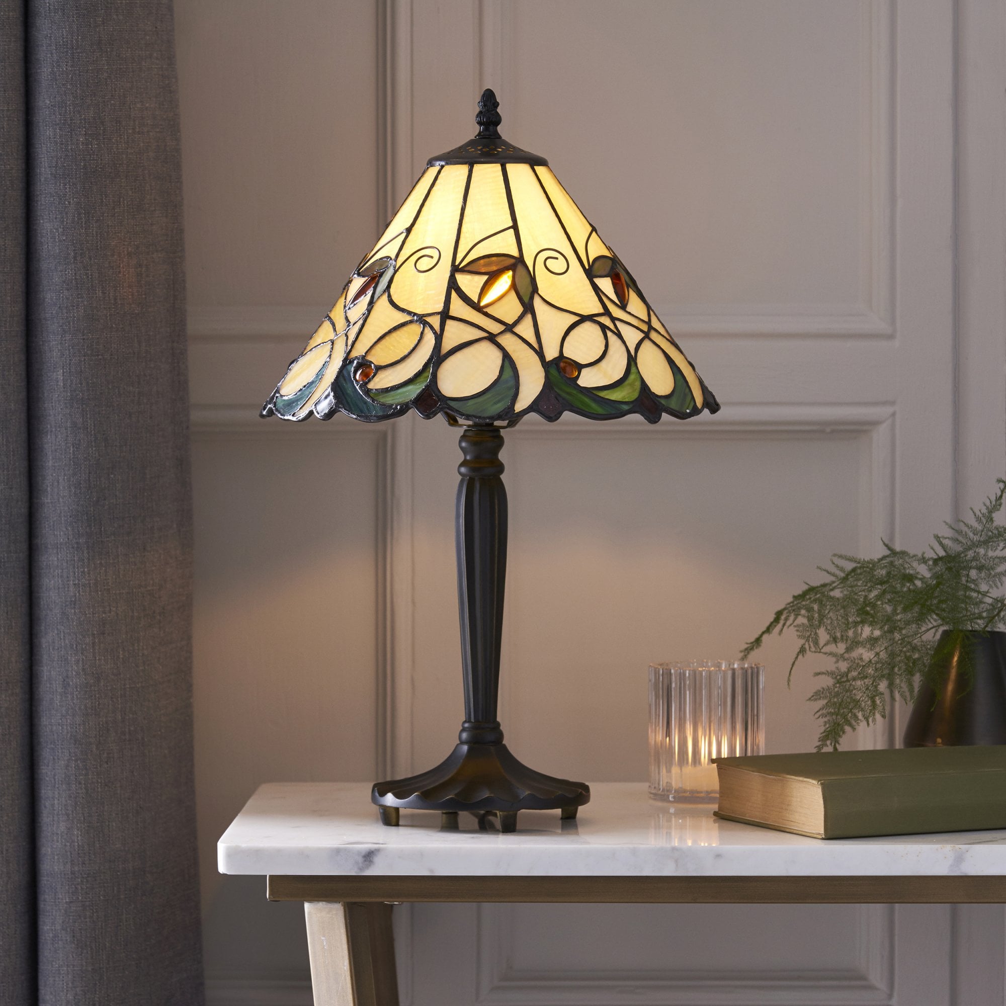 Interiors 1900 Jamelia Small Table Lamp - Tiffany Glass