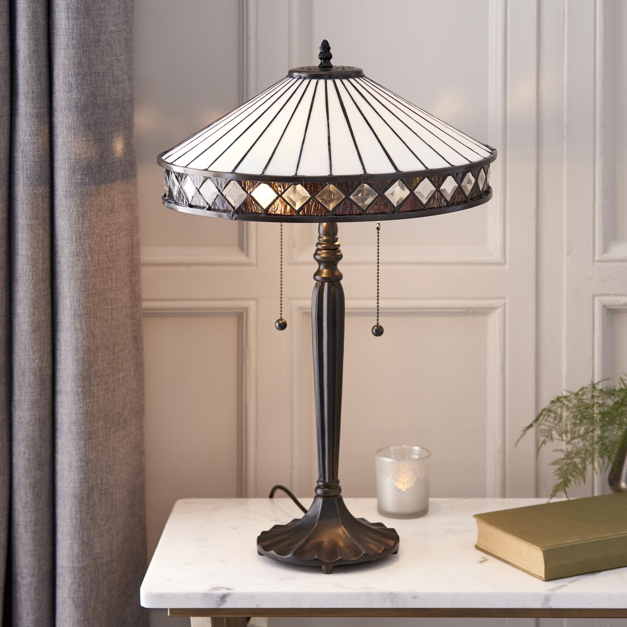 Interiors 1900 Fargo Medium Table Lamp - Tiffany Glass