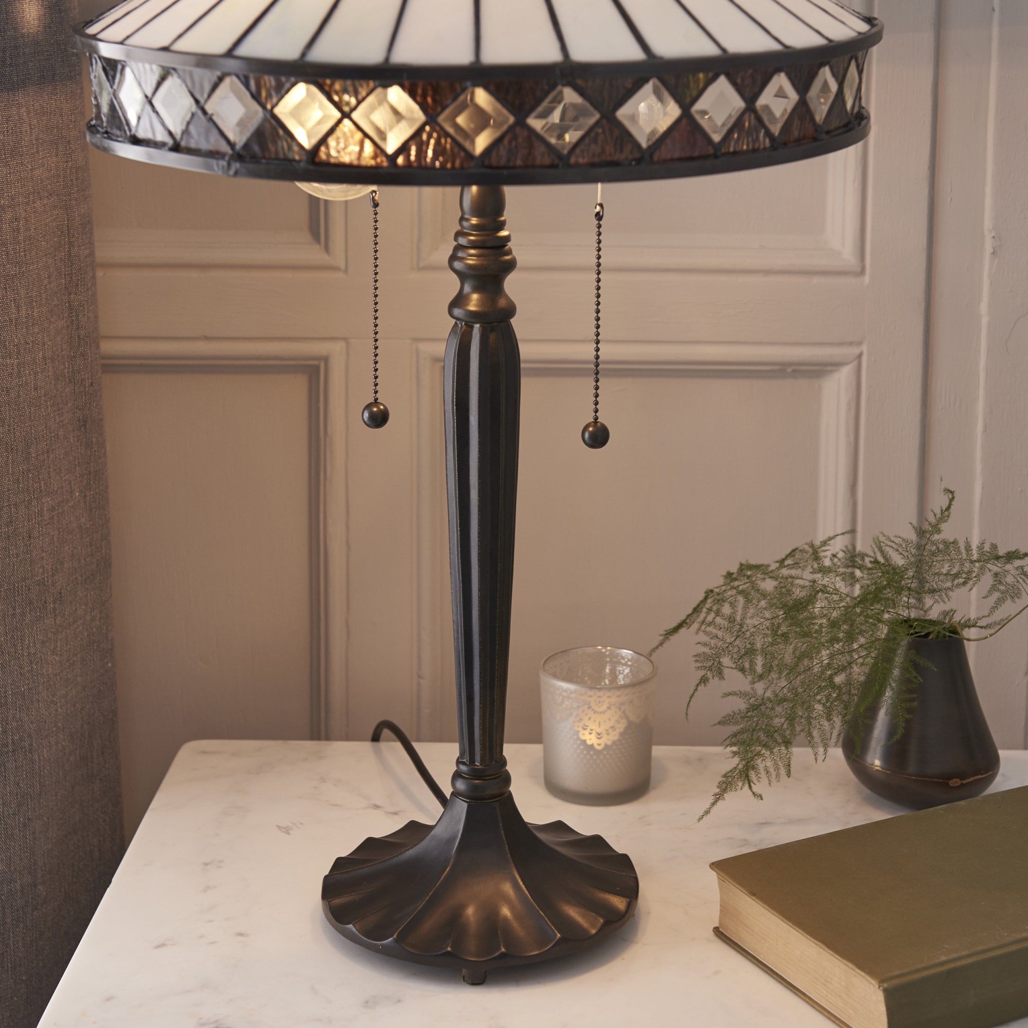 Interiors 1900 Fargo Medium Table Lamp - Tiffany Glass