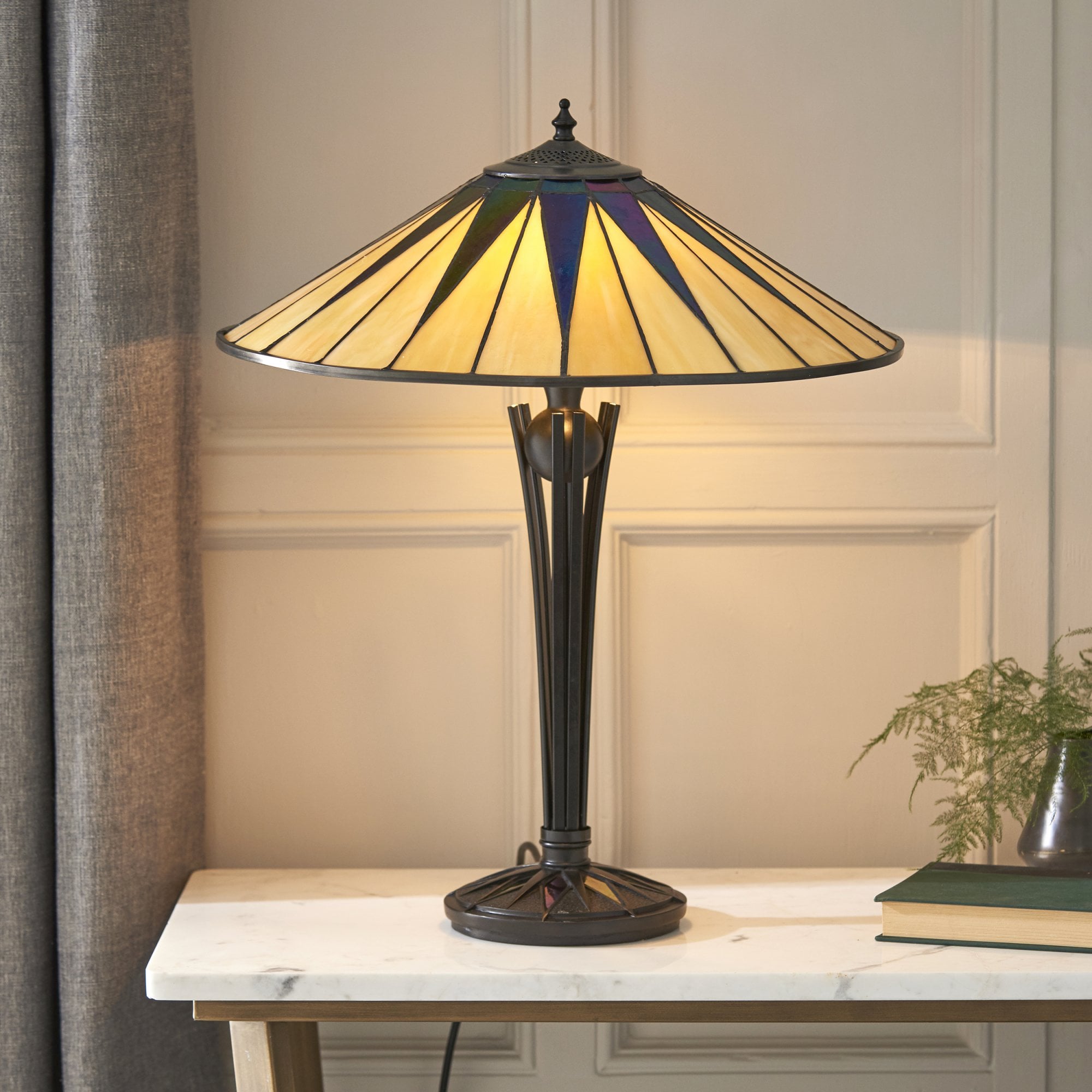 Interiors 1900 Dark Star Large Table Lamp - Tiffany Glass