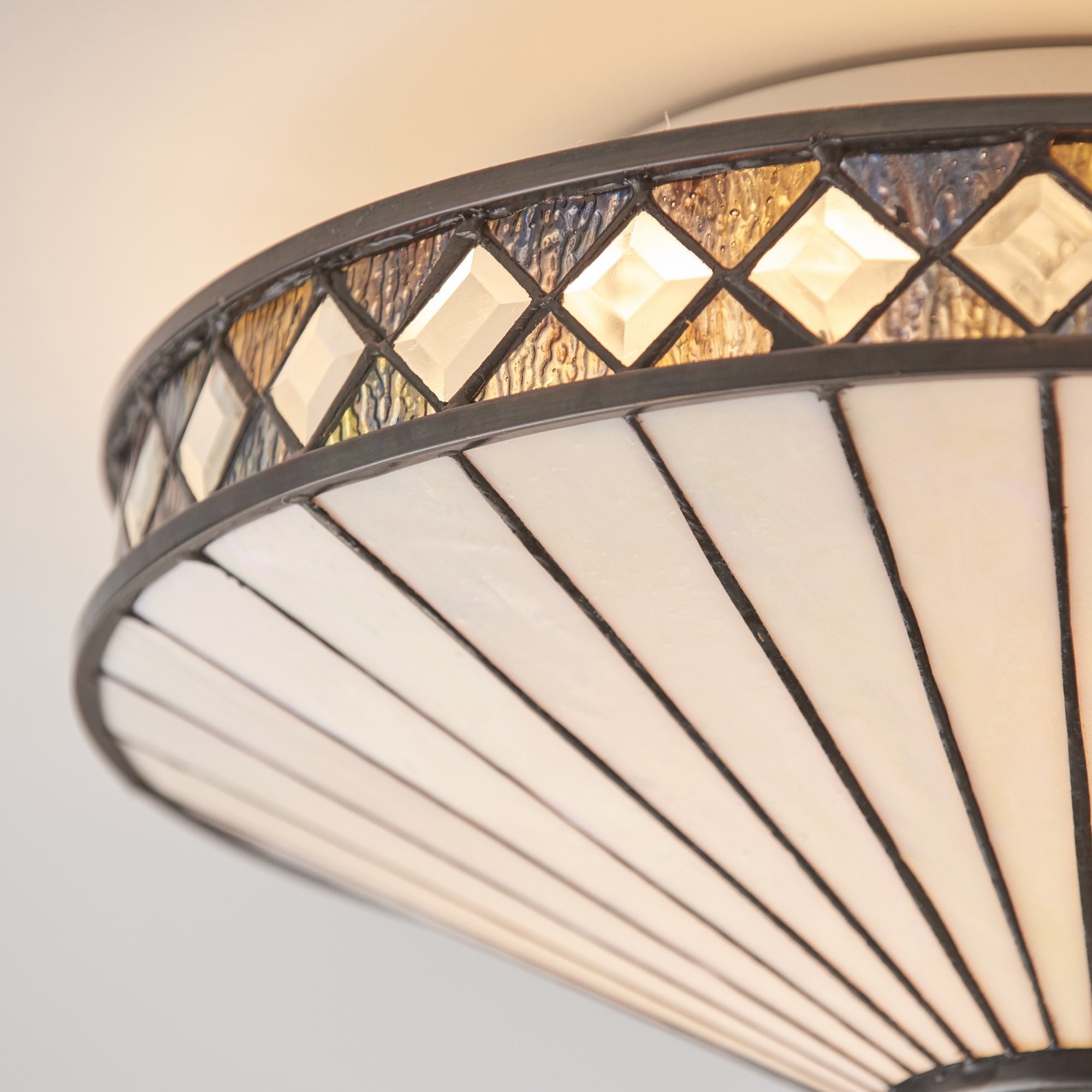 Interiors 1900 Fargo Medium 2 Light Flush Fitting - Tiffany Glass