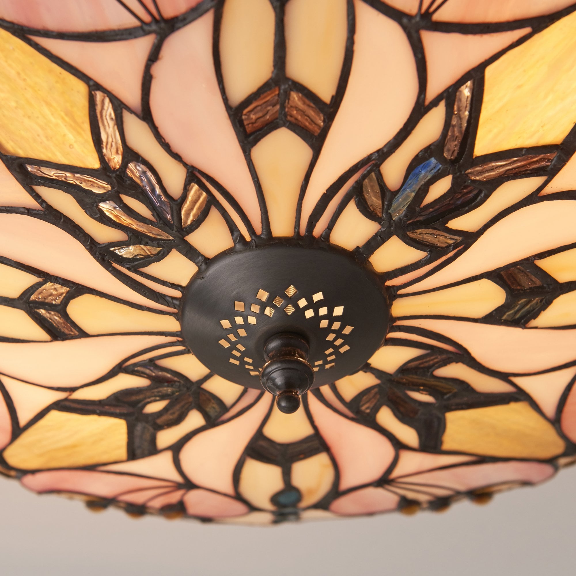 Interiors 1900 Ashton Large 2 Light Flush Fitting - Tiffany Glass