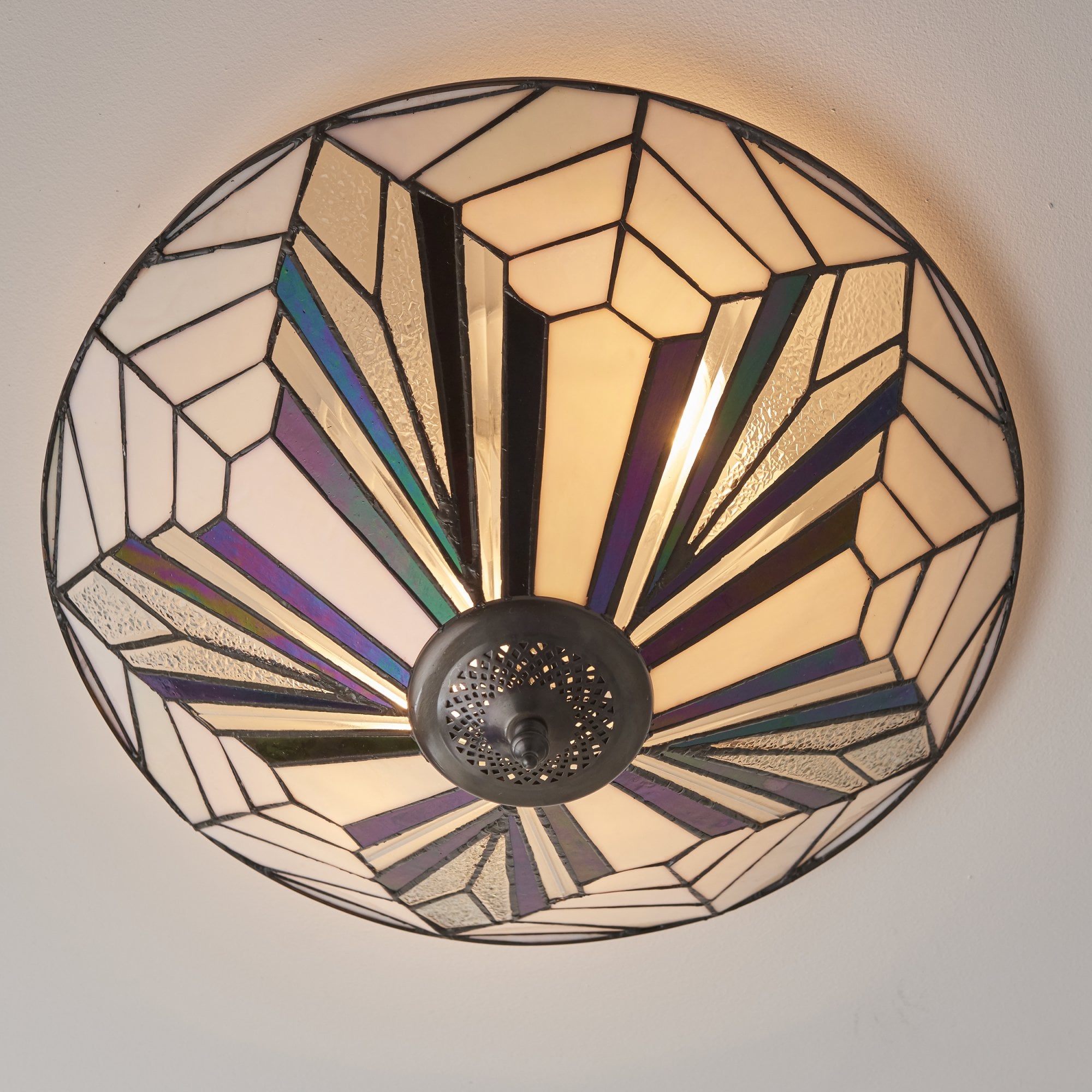 Interiors 1900 Astoria Large 2 Light Flush Fitting - Tiffany Glass