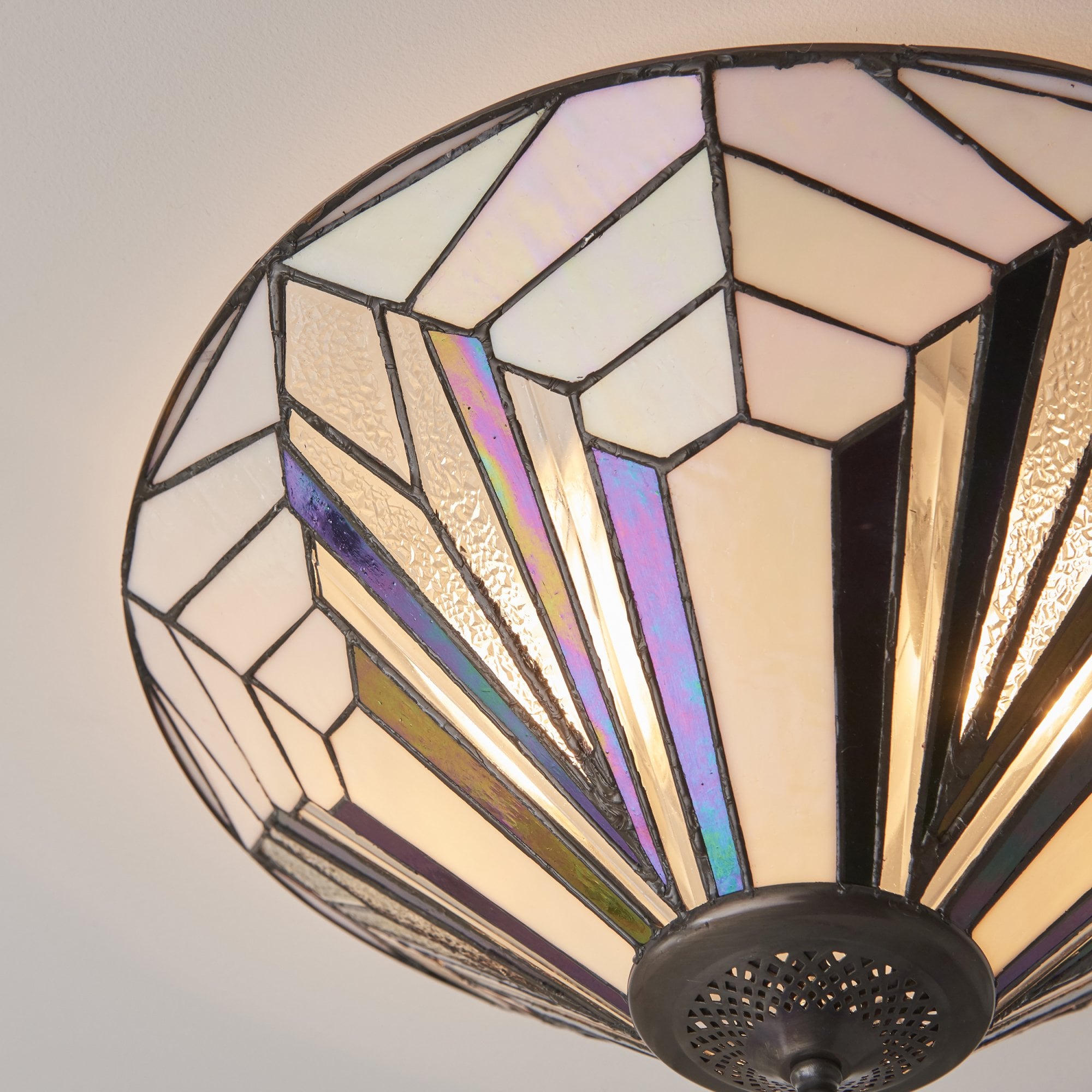 Interiors 1900 Astoria Large 2 Light Flush Fitting - Tiffany Glass