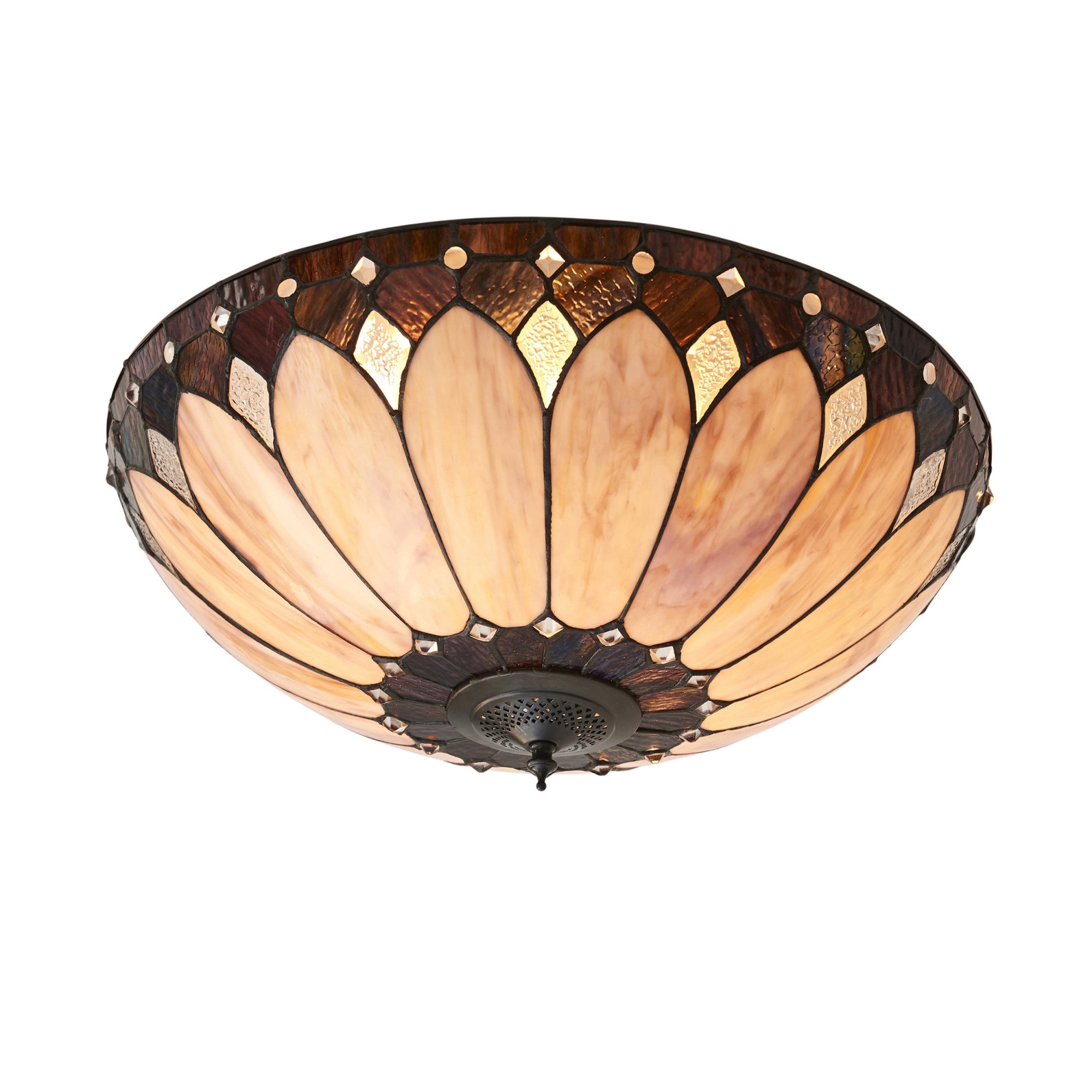 Interiors 1900 Brooklyn Large 2 Light Flush Fitting - Tiffany Glass