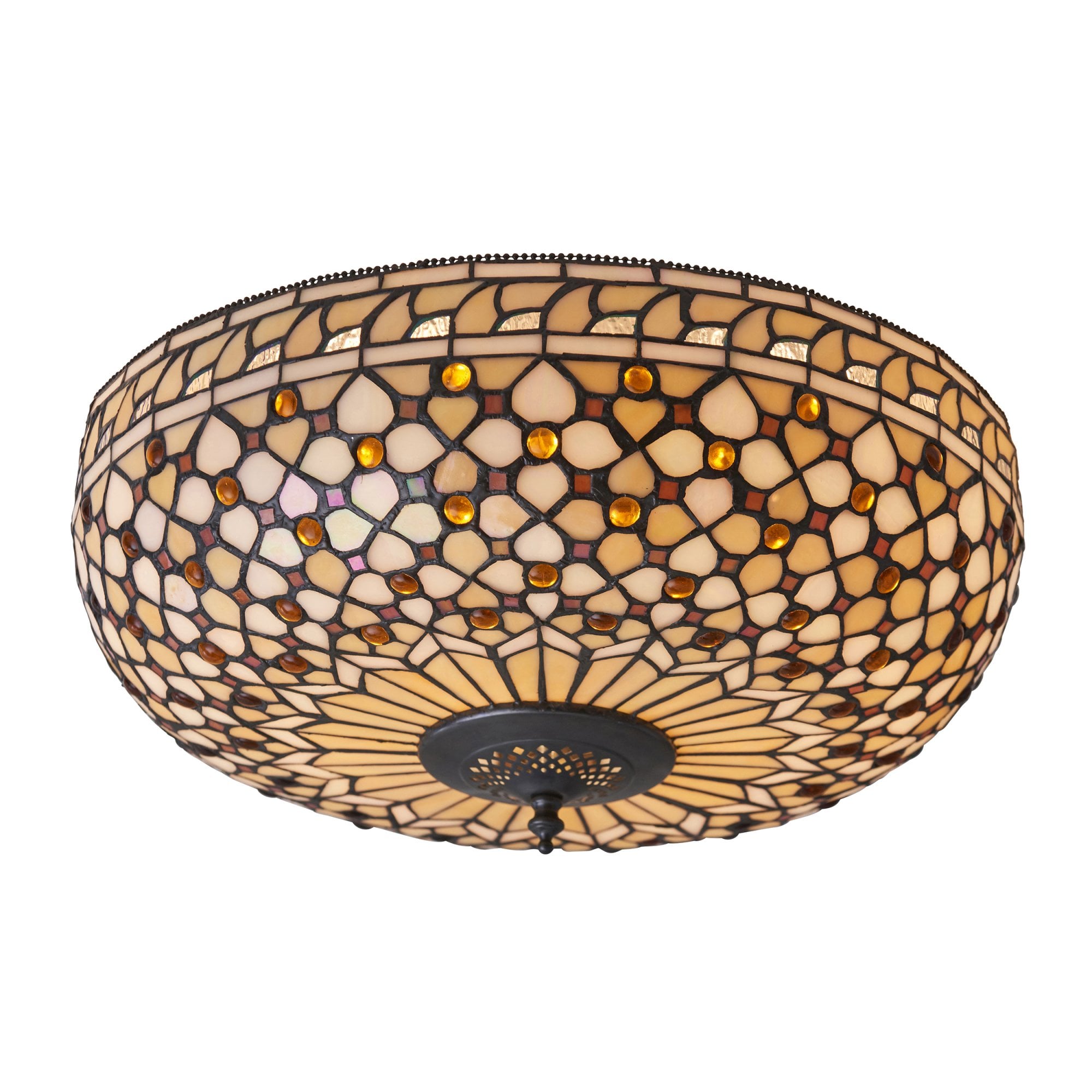 Interiors 1900 Mille Feux Large 2 Light Flush Fitting - Tiffany Glass