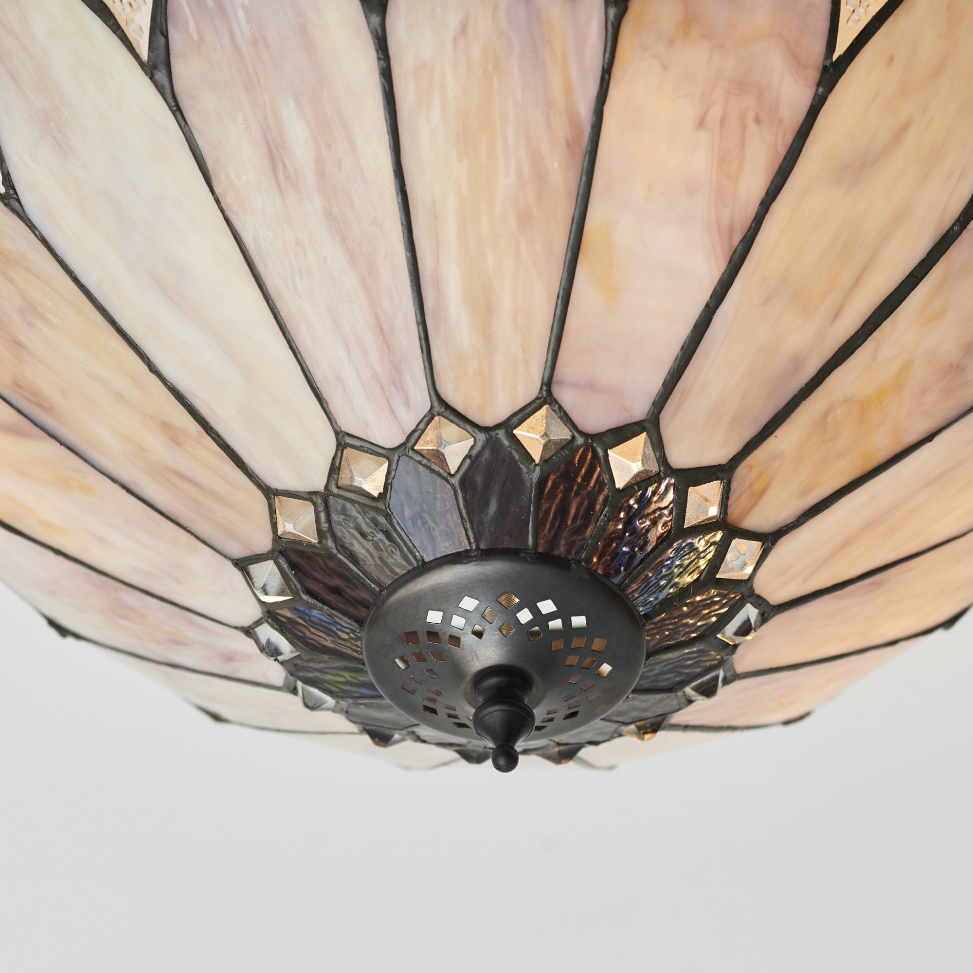 Interiors 1900 Brooklyn Medium 3 Light Semi-Flush Fitting - Tiffany Glass