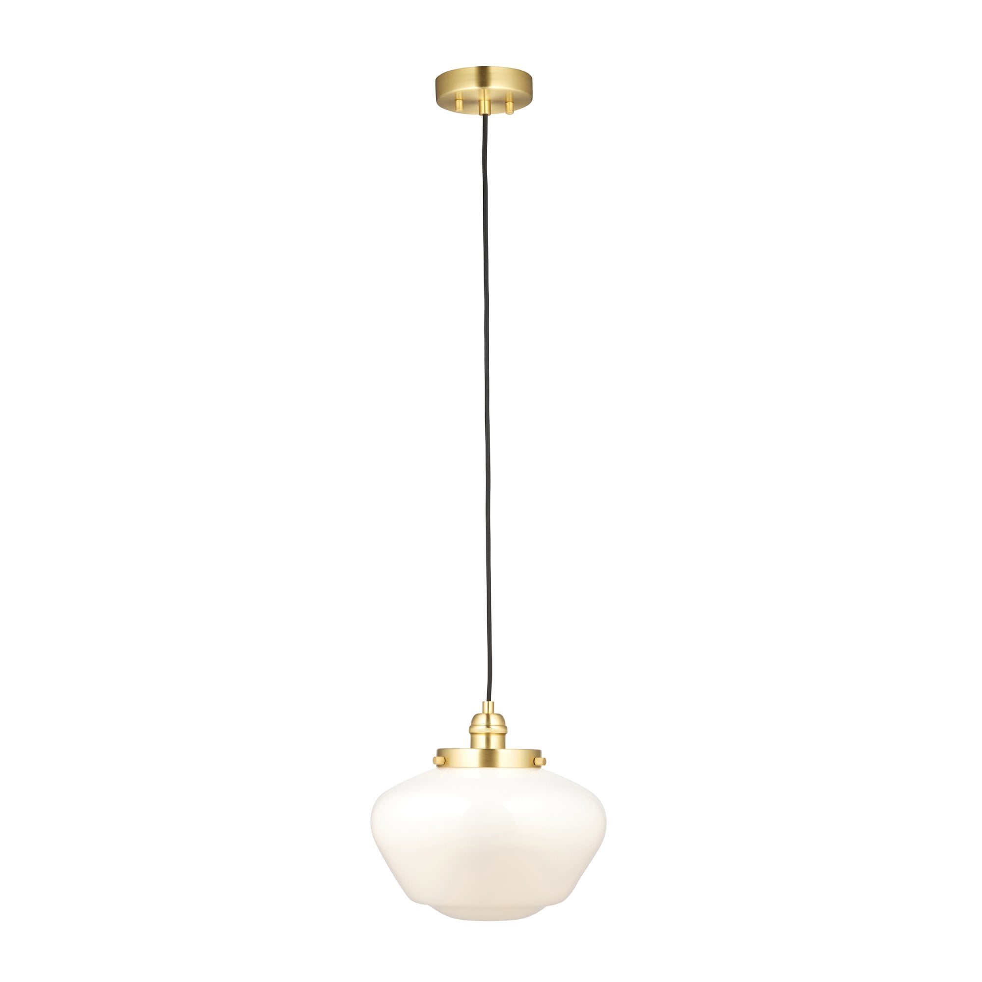 Endon Camberley Pendant Light -  Shiny Brass With Opal Glass
