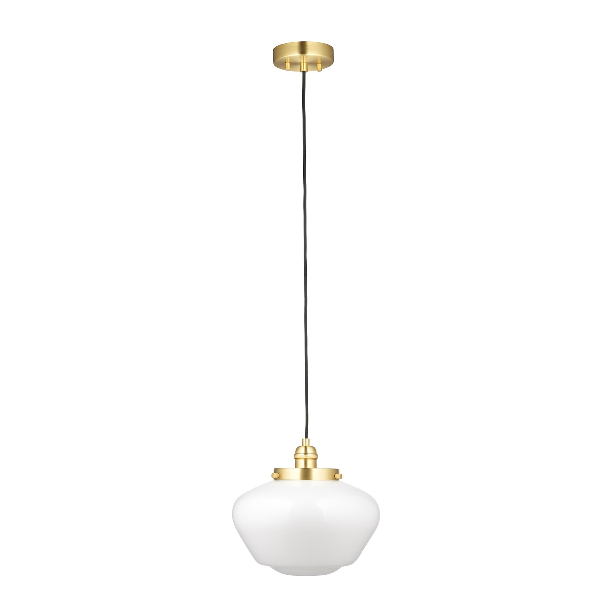 Endon Camberley Pendant Light -  Shiny Brass With Opal Glass