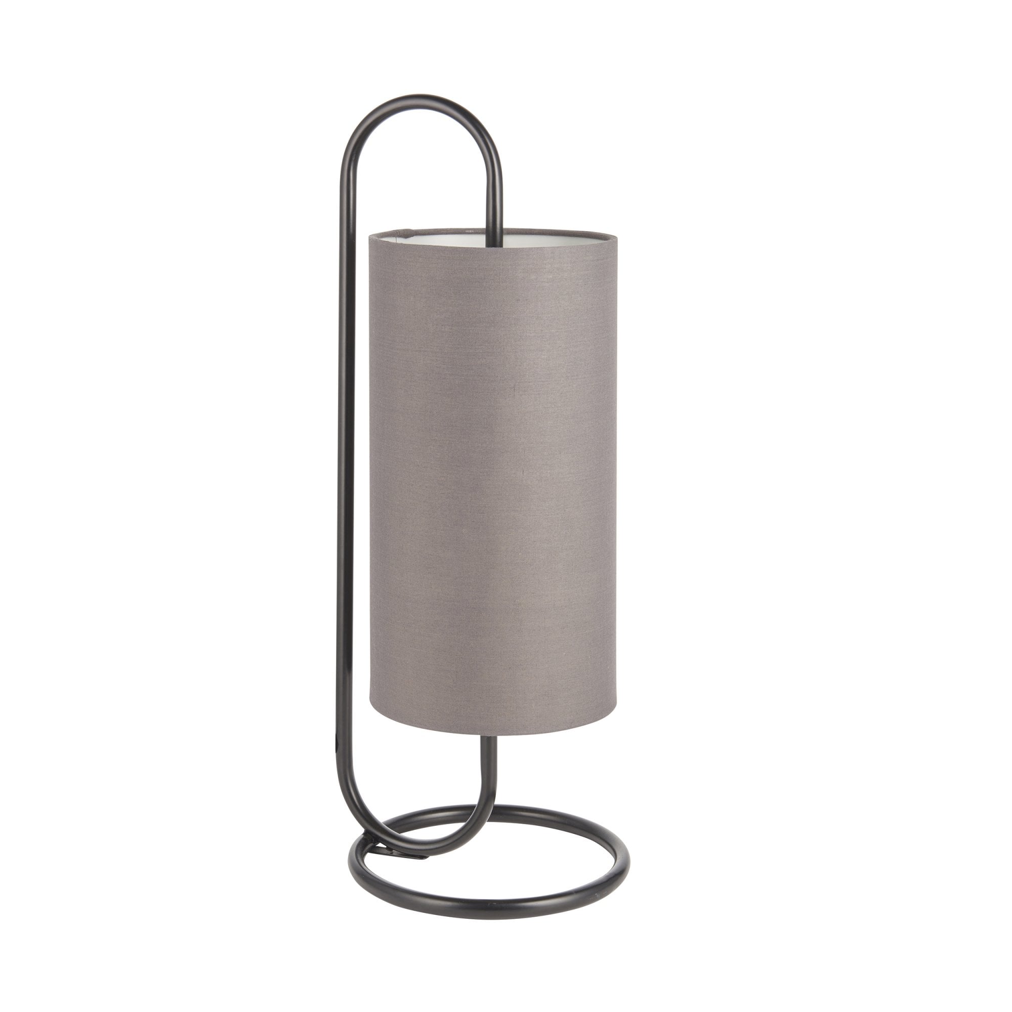 Endon Klip Metal Frame Table Lamp - Matt Black With Grey Shade - Short