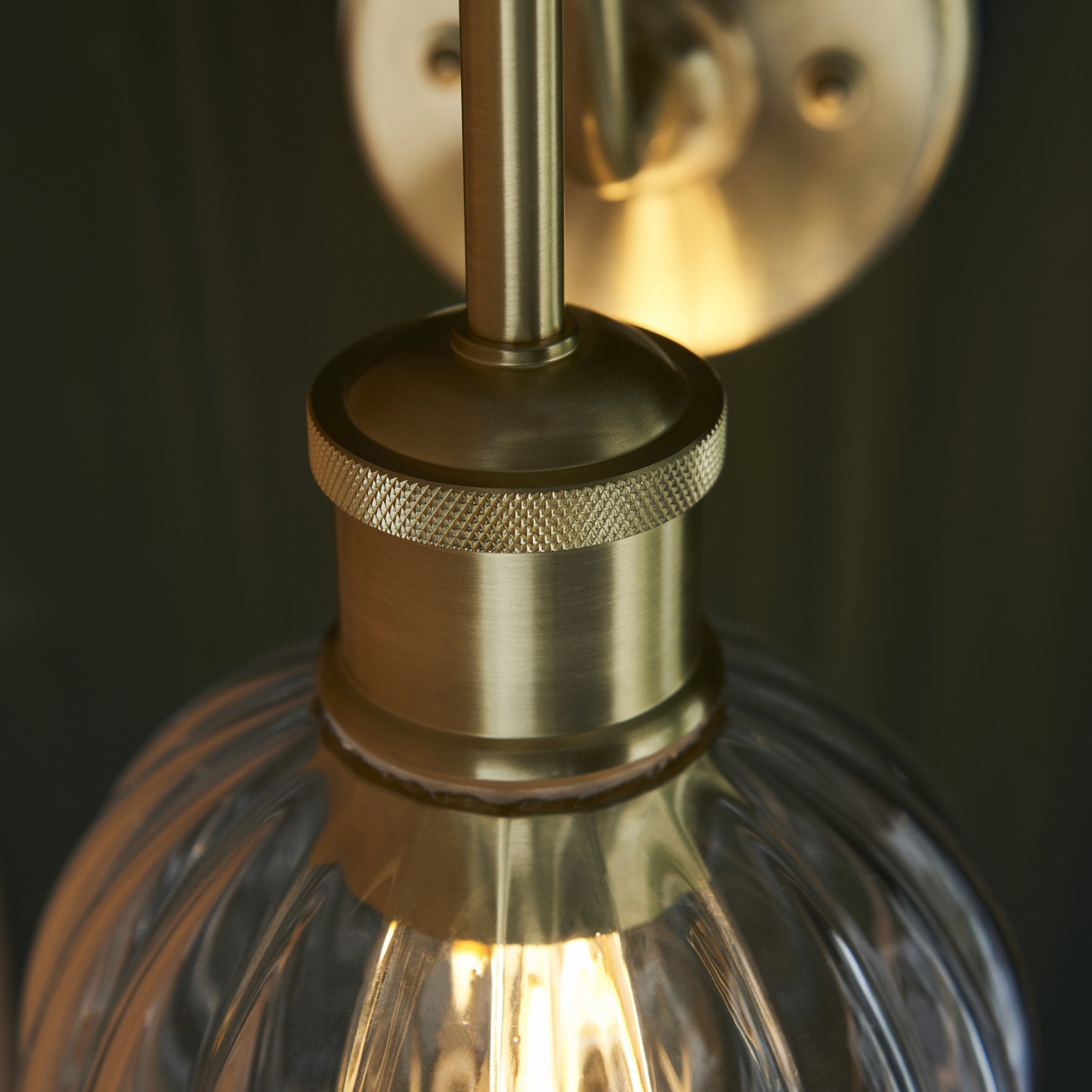 Utopia Plush Single Light Wall - Satin Brass & Ribbed Glass