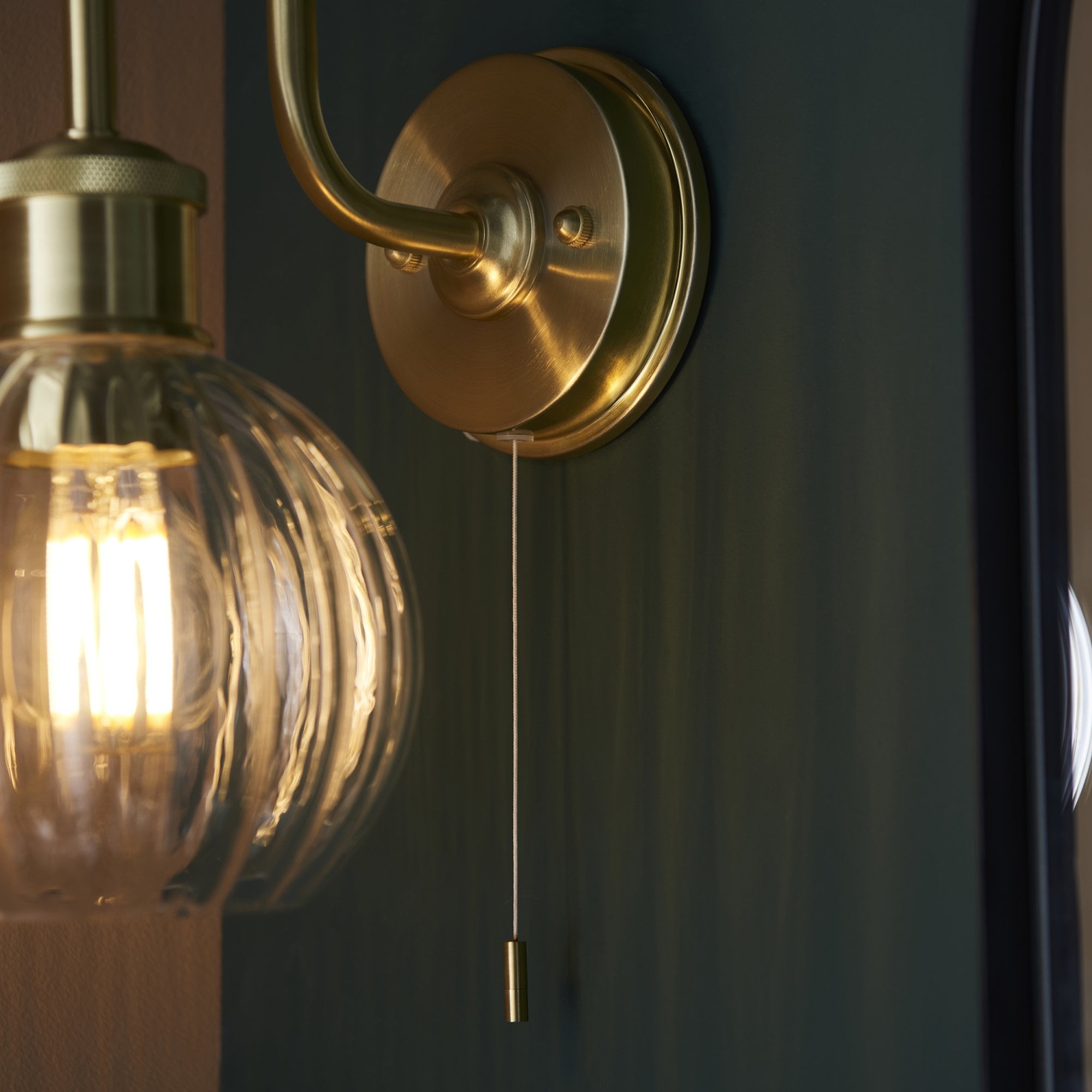 Utopia Plush Single Light Wall - Satin Brass & Ribbed Glass