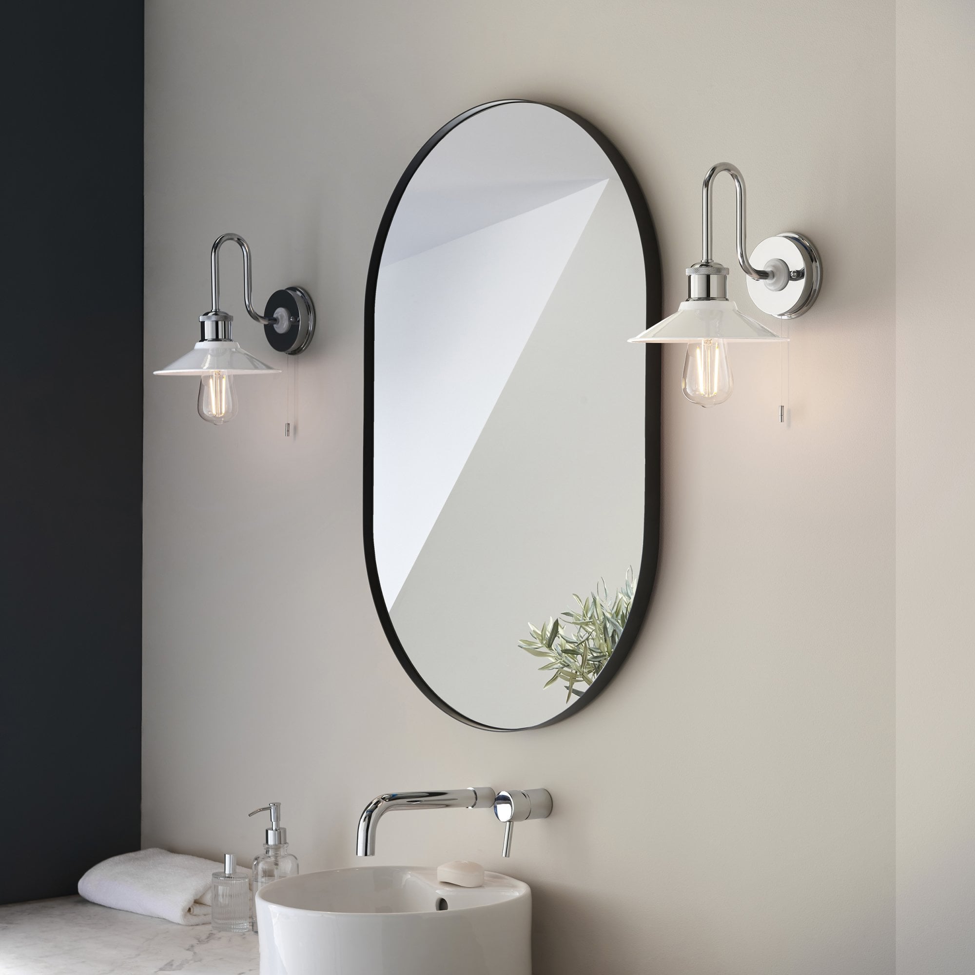 Utopia Angler Single Light Wall - Polished Chrome