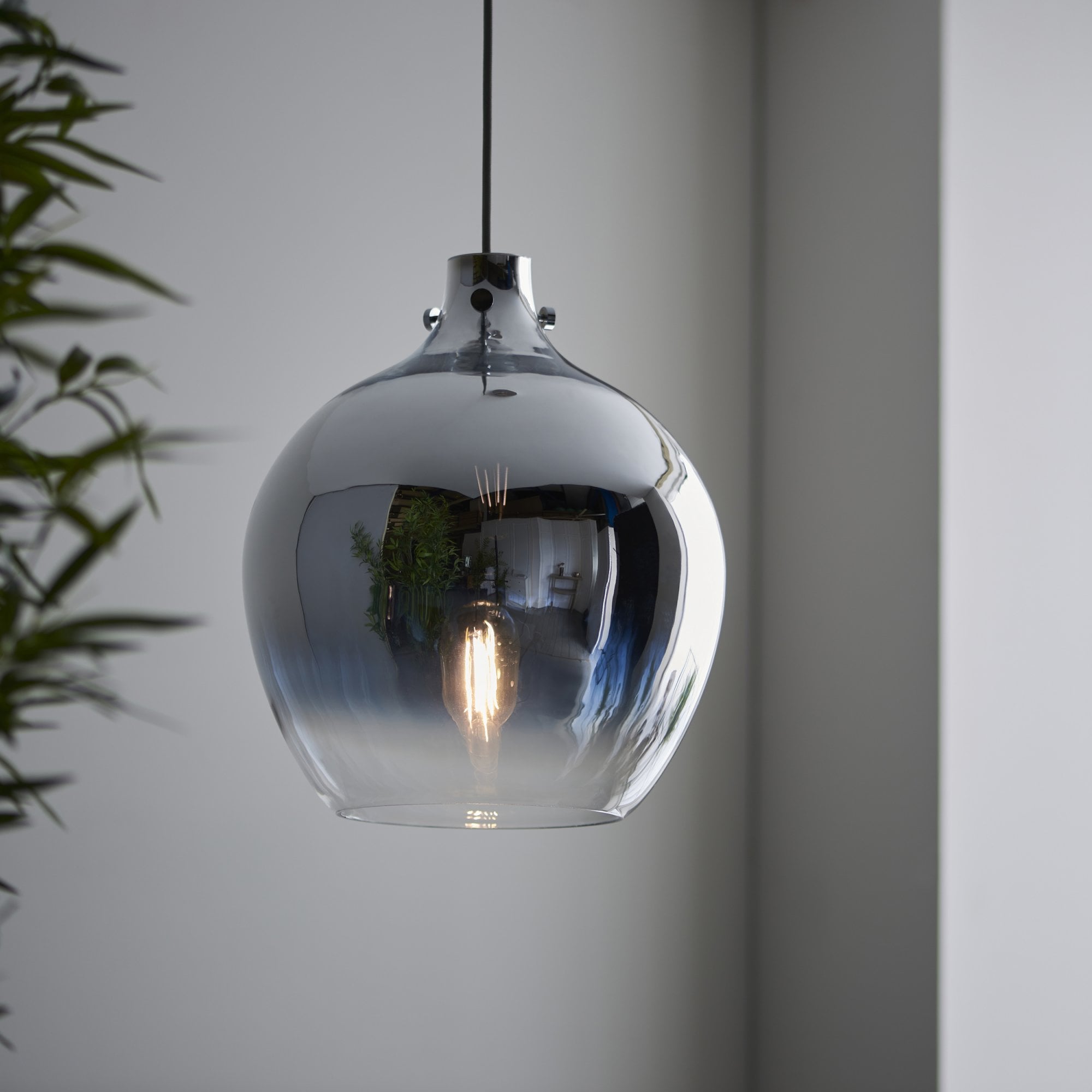 Utopia Chromatic Single Light Pendant - Ombre Effect Chrome