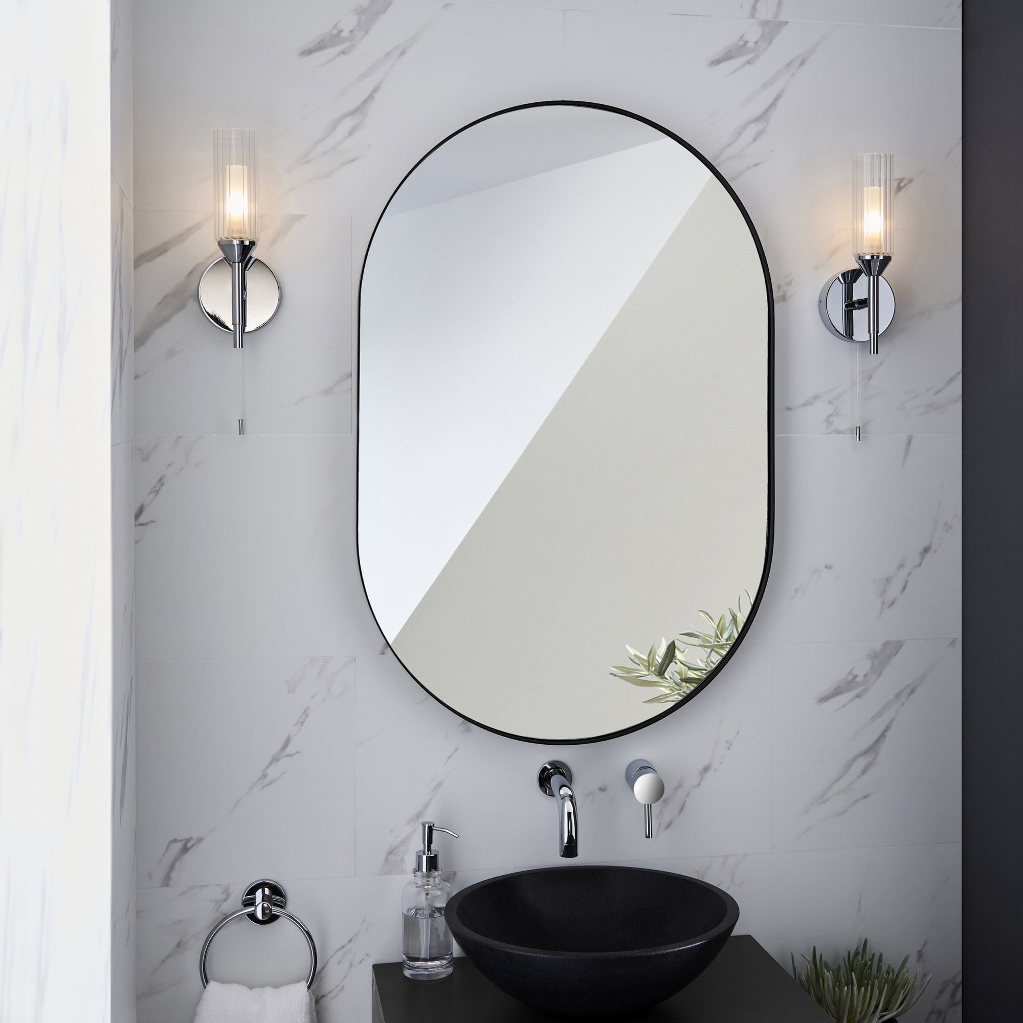 Endon Flute Single Wall Light - Frosted, Ribbed Glass & Chrome