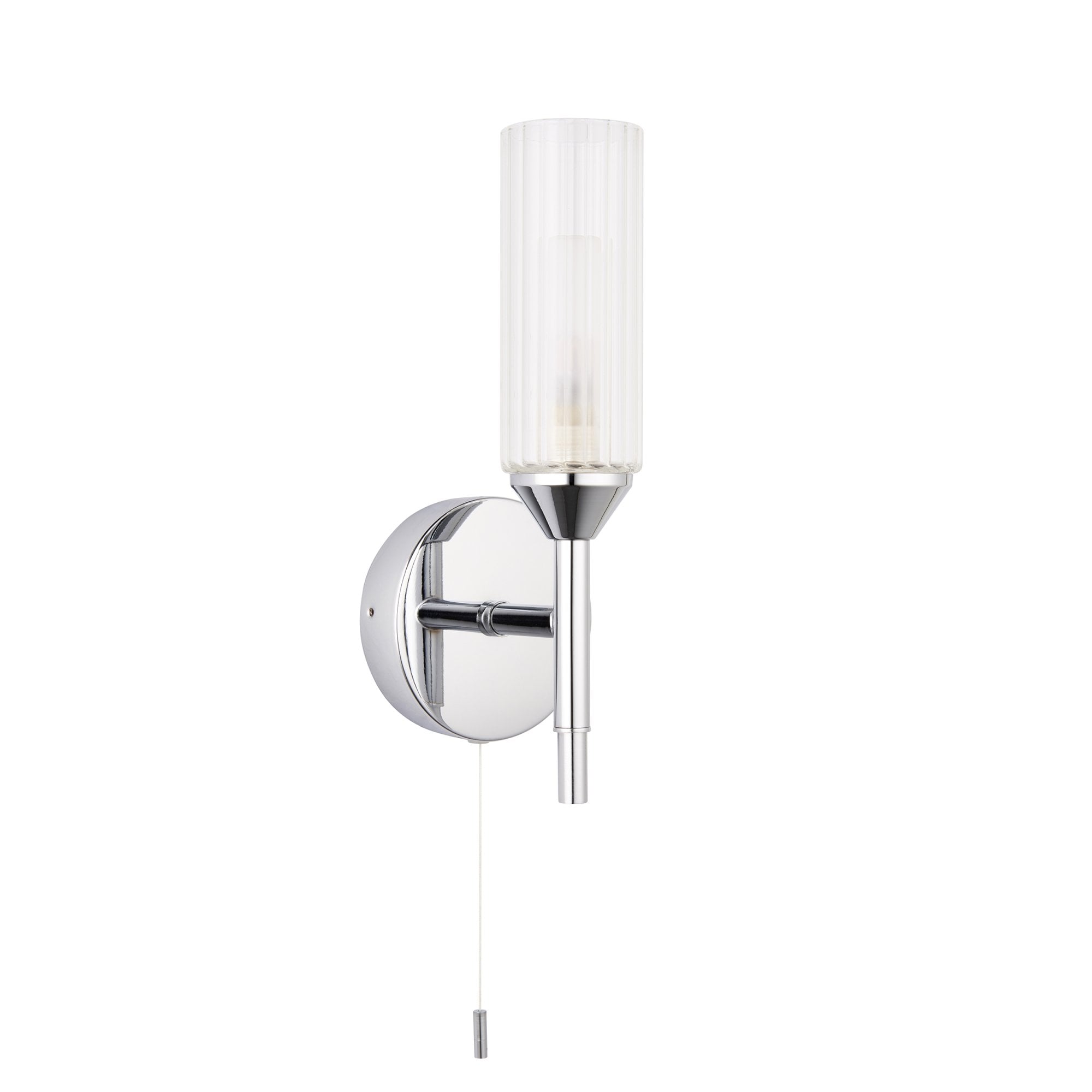 Endon Flute Single Wall Light - Frosted, Ribbed Glass & Chrome
