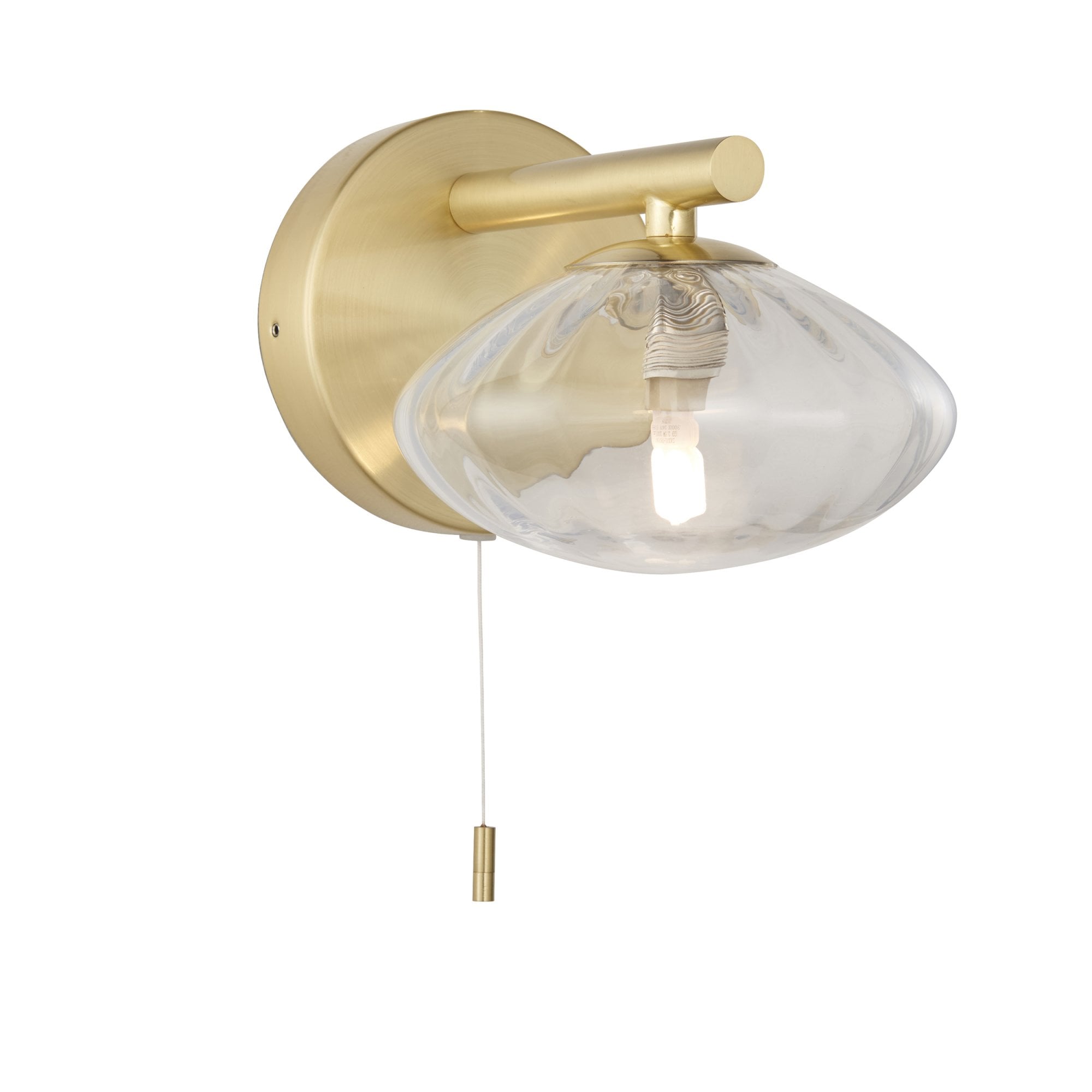Utopia Current Single Wall Light - Brushed Gold & Clear Ribbed Glass