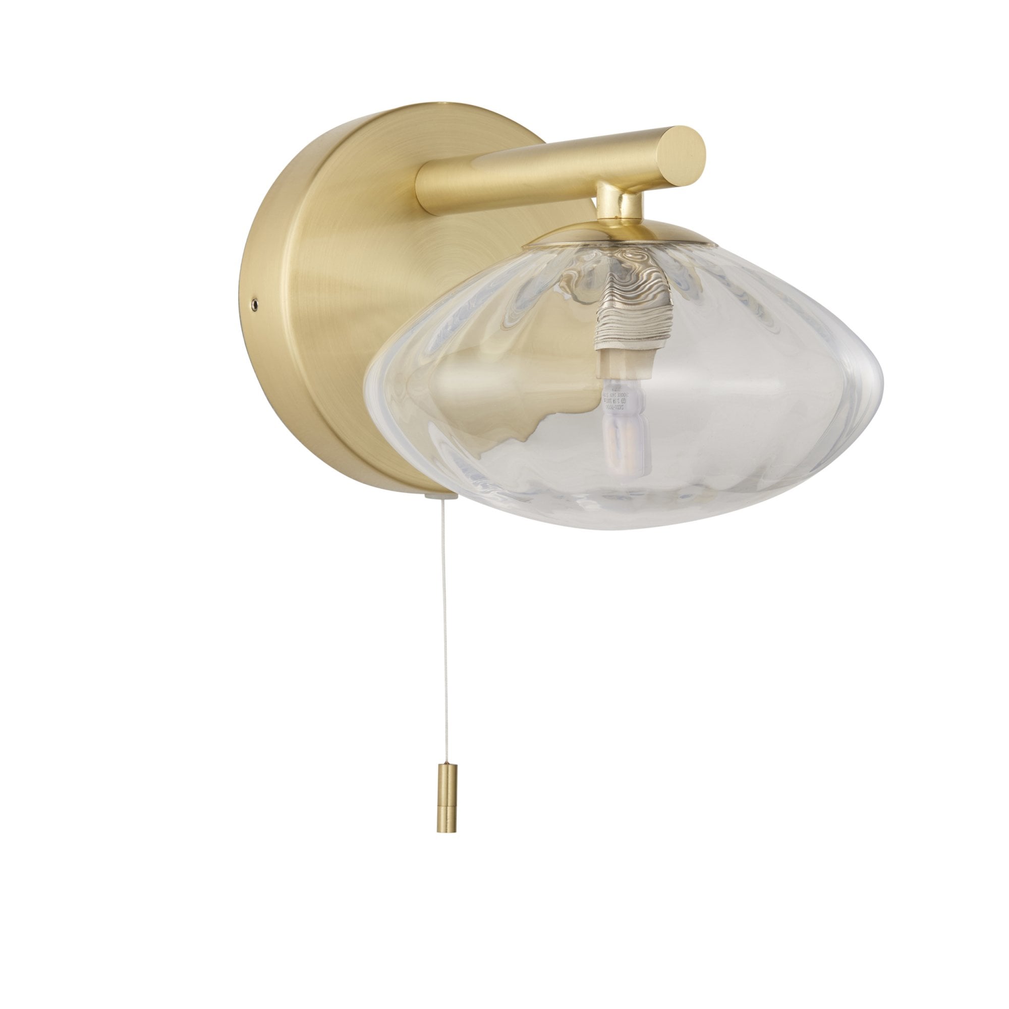 Utopia Current Single Wall Light - Brushed Gold & Clear Ribbed Glass