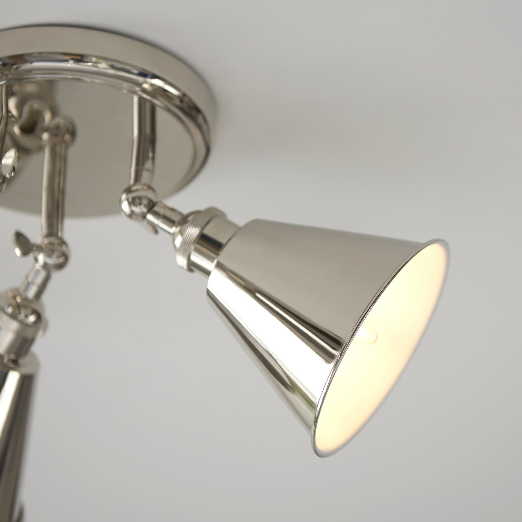 Endon Hal 3 Light Spotlight - Bright Nickel & Satin White