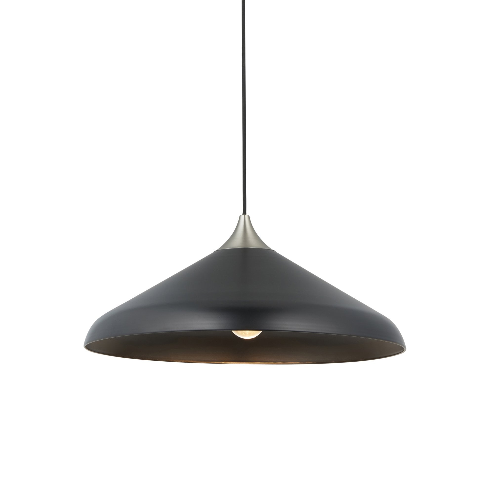 Utopia Smooth Coned Ceiling Pendant Pendant - Matt Black & Matt Nickel Plate
