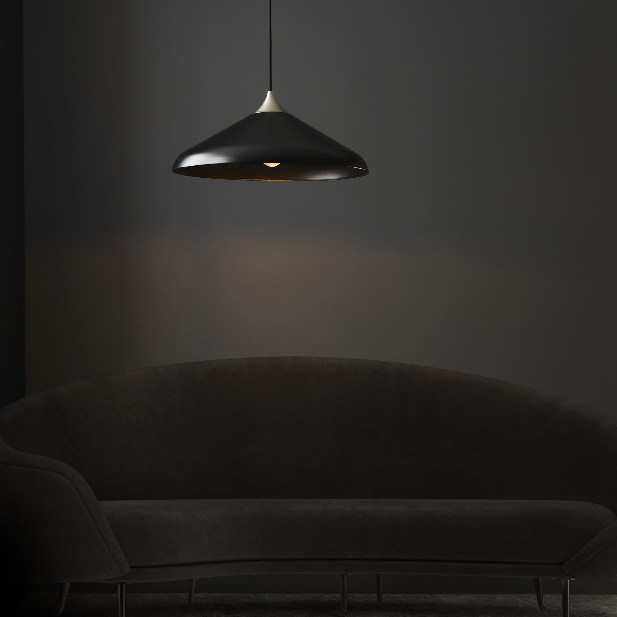 Utopia Smooth Coned Ceiling Pendant Pendant - Matt Black & Matt Nickel Plate