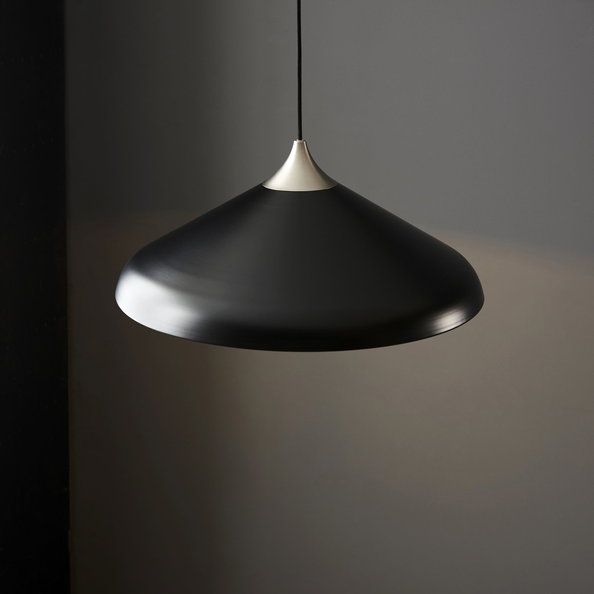 Utopia Smooth Coned Ceiling Pendant Pendant - Matt Black & Matt Nickel Plate