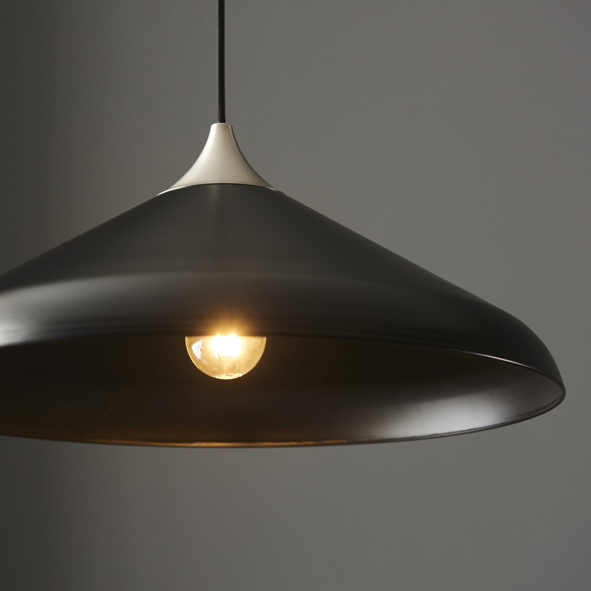 Utopia Smooth Coned Ceiling Pendant Pendant - Matt Black & Matt Nickel Plate