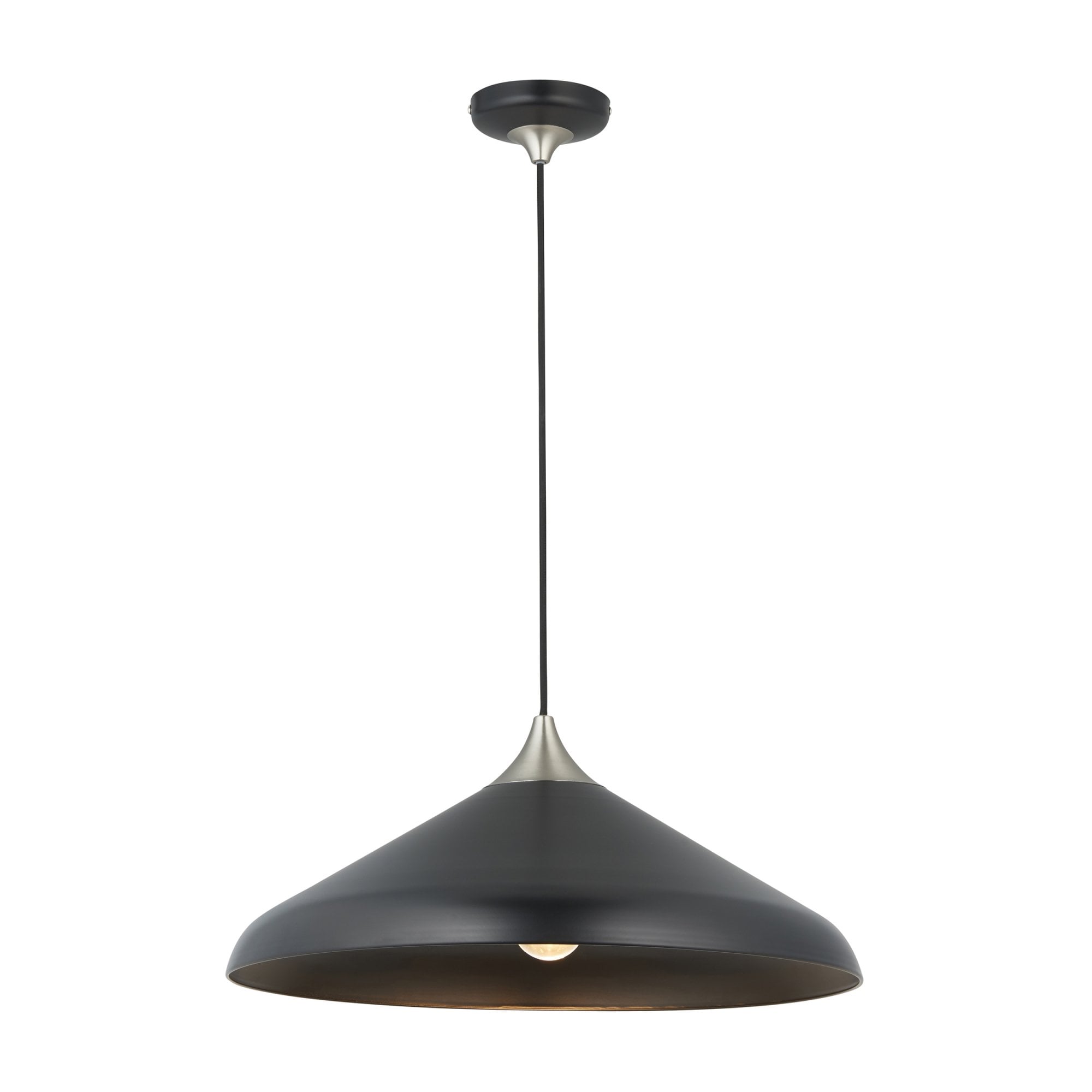 Utopia Smooth Coned Ceiling Pendant Pendant - Matt Black & Matt Nickel Plate