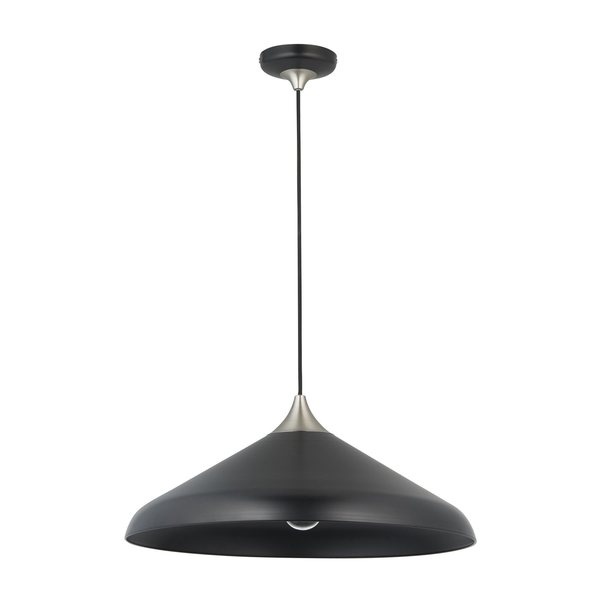 Utopia Smooth Coned Ceiling Pendant Pendant - Matt Black & Matt Nickel Plate
