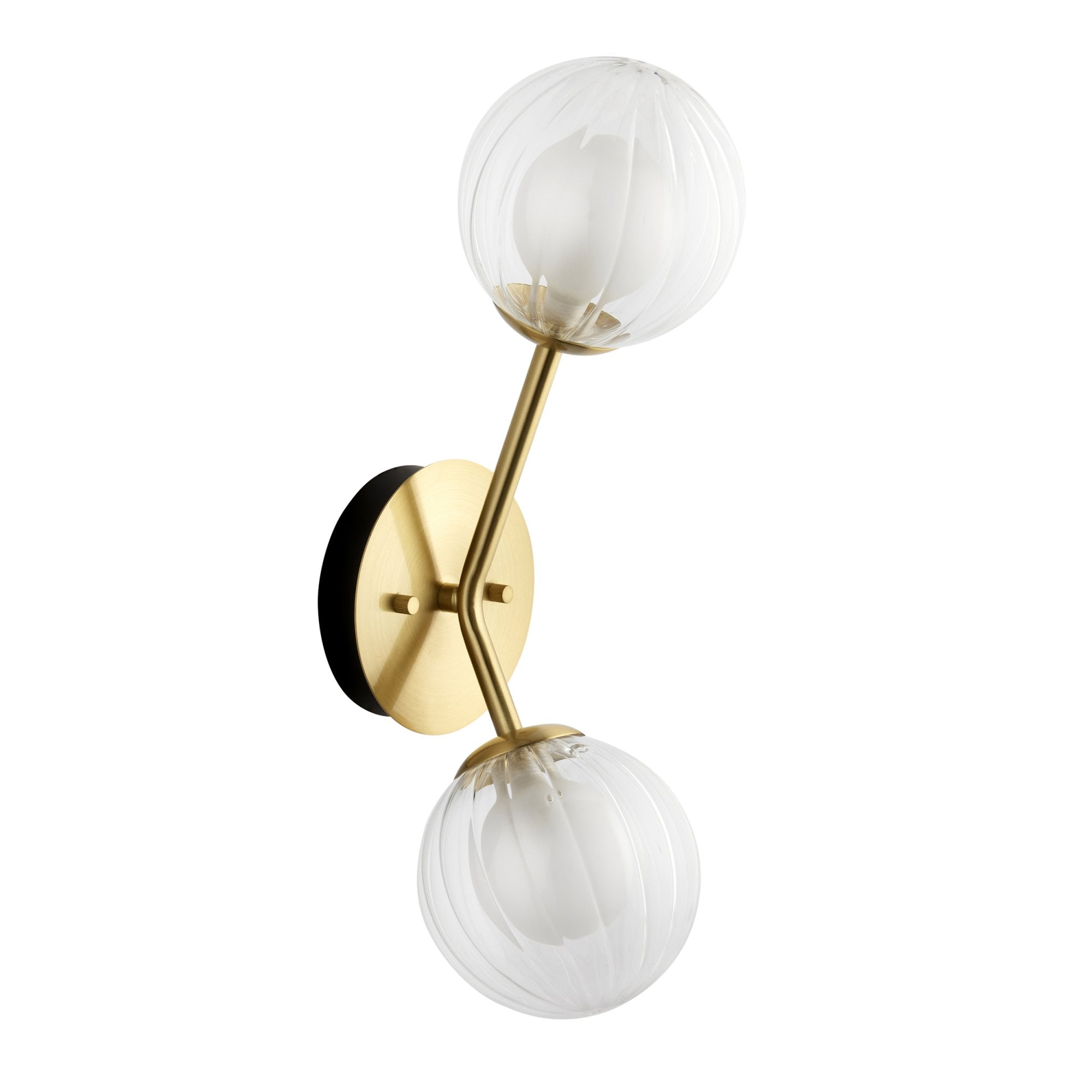 Utopia Matrix Round 2 Light Wall Lamp - Satin Brass & Glass