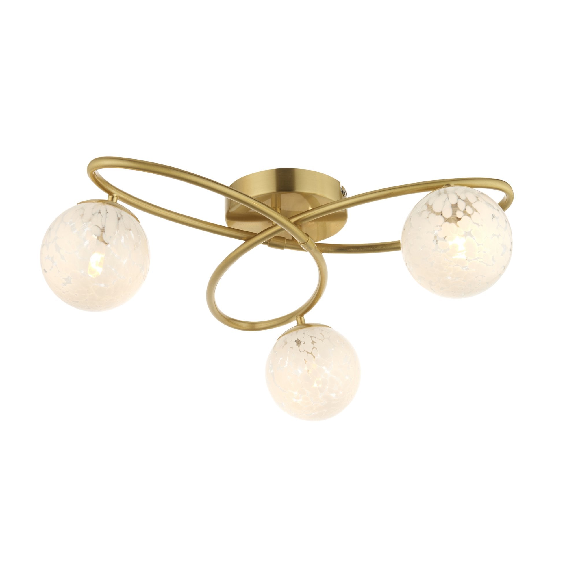 Endon Maye 3 Light Semi Flush - Satin Brass & Confetti Glass