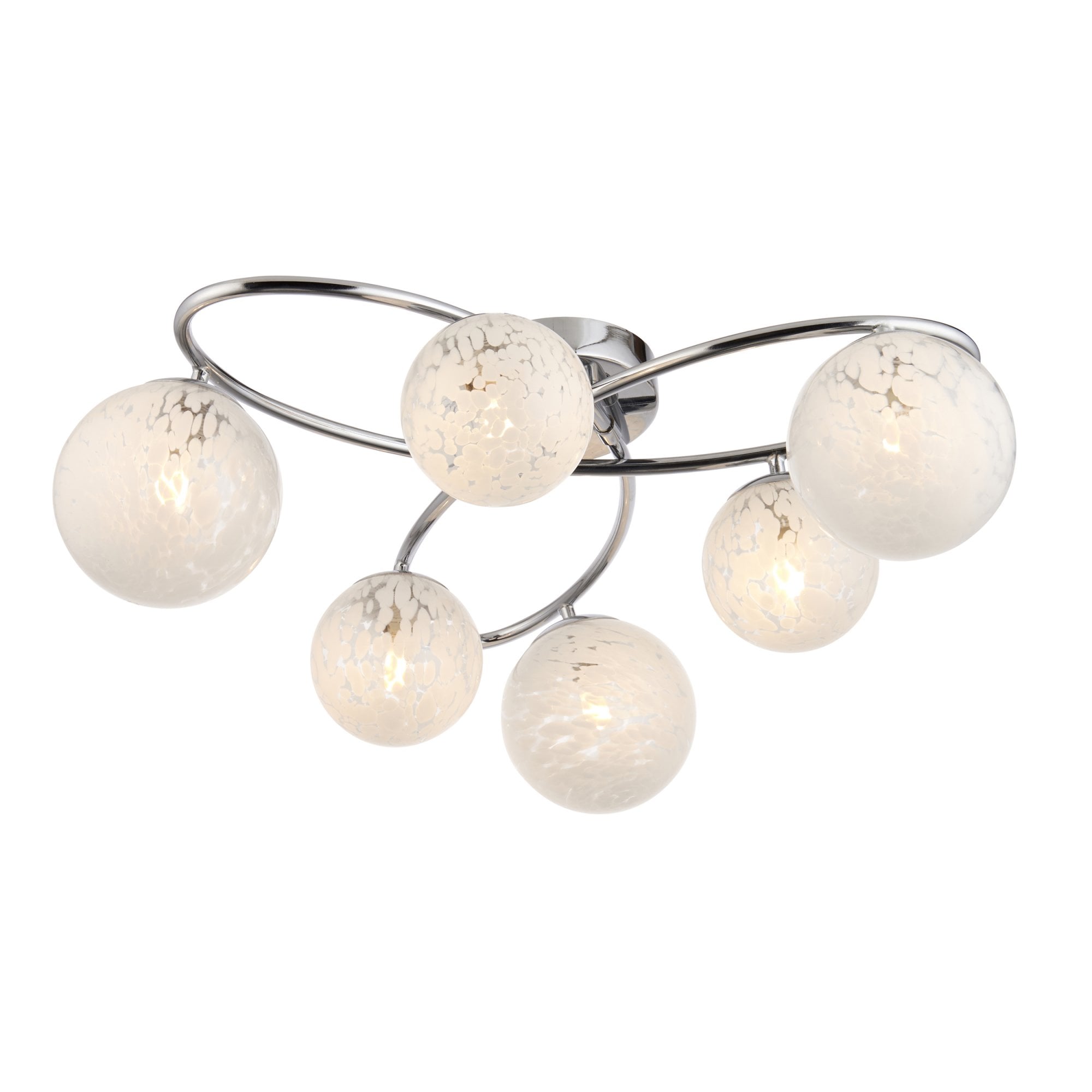 Endon Maye 6 Light Semi Flush - Chrome Plate & Confetti Glass