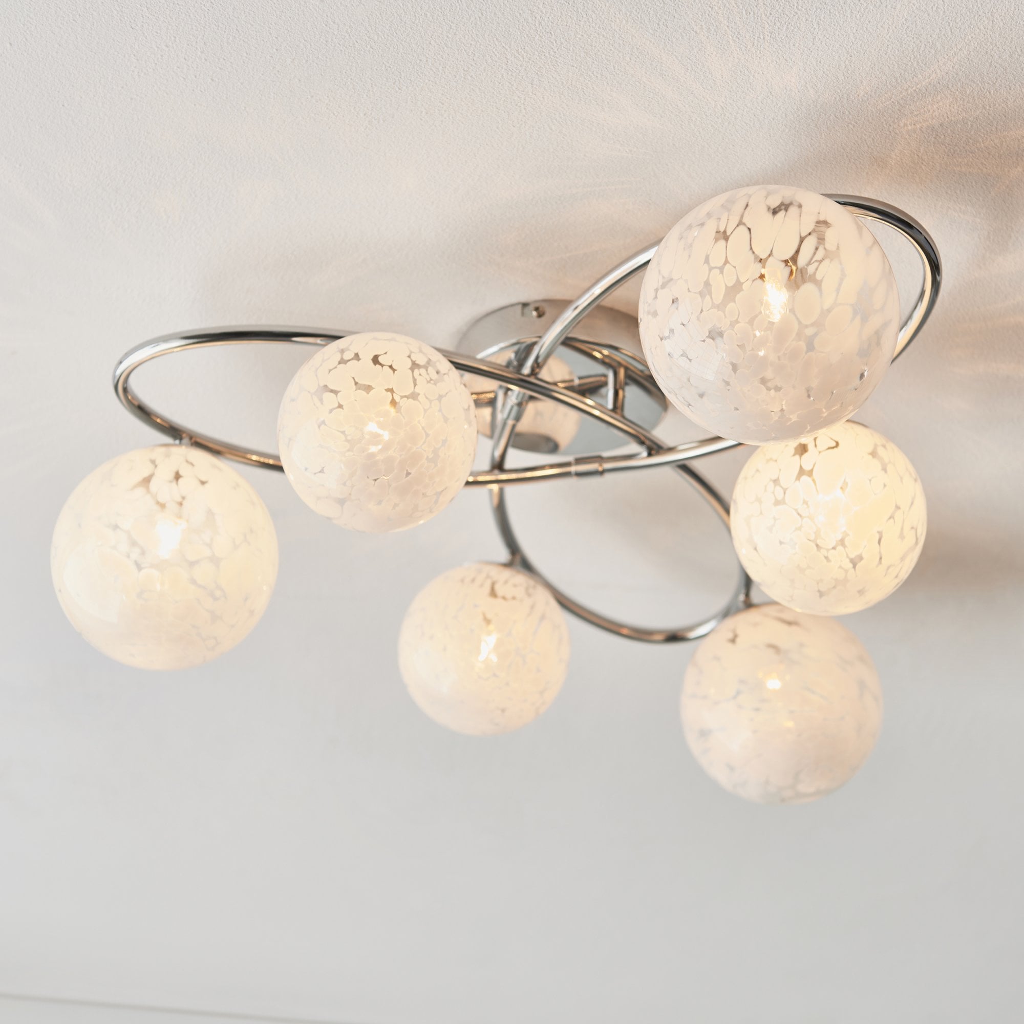 Endon Maye 6 Light Semi Flush - Chrome Plate & Confetti Glass