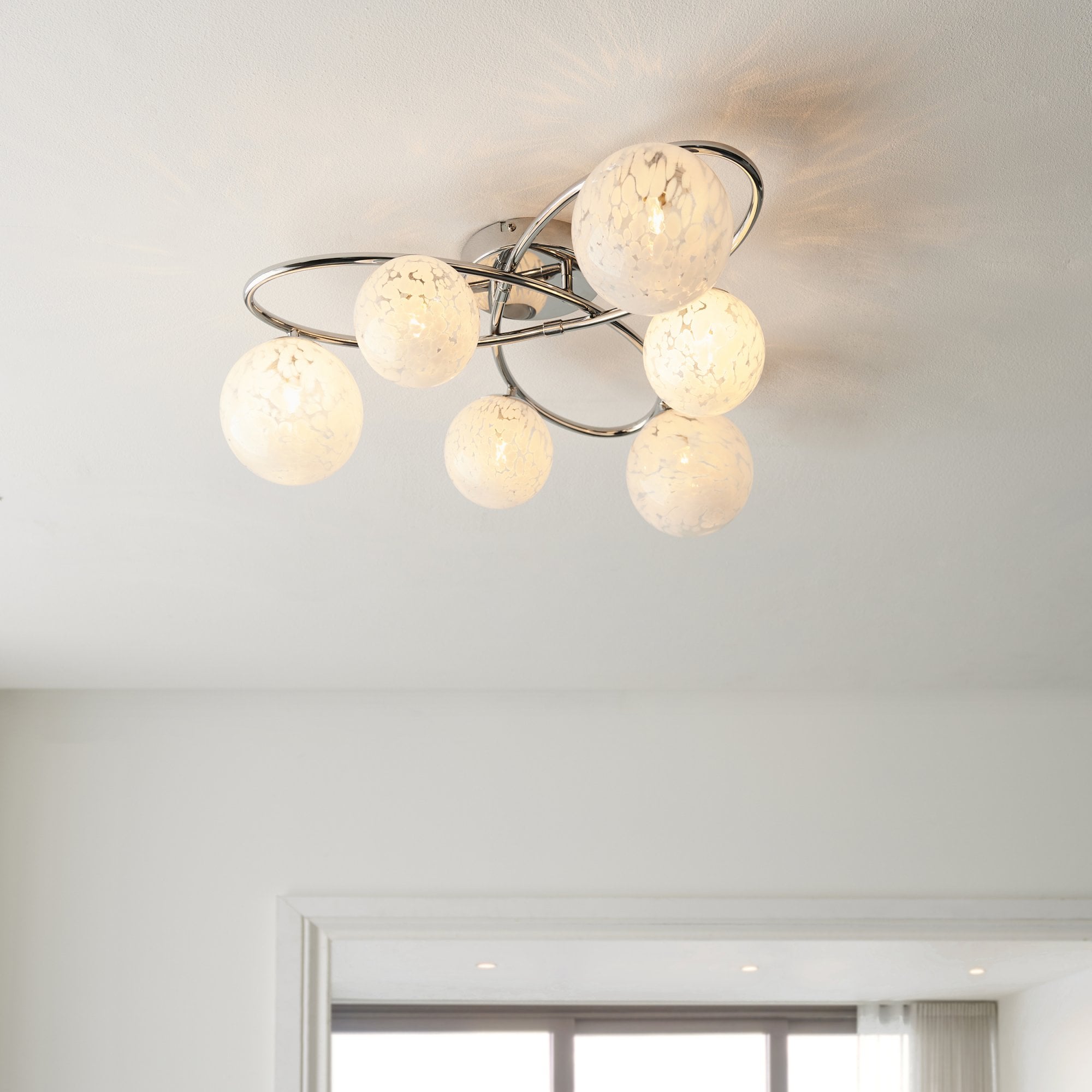 Endon Maye 6 Light Semi Flush - Chrome Plate & Confetti Glass