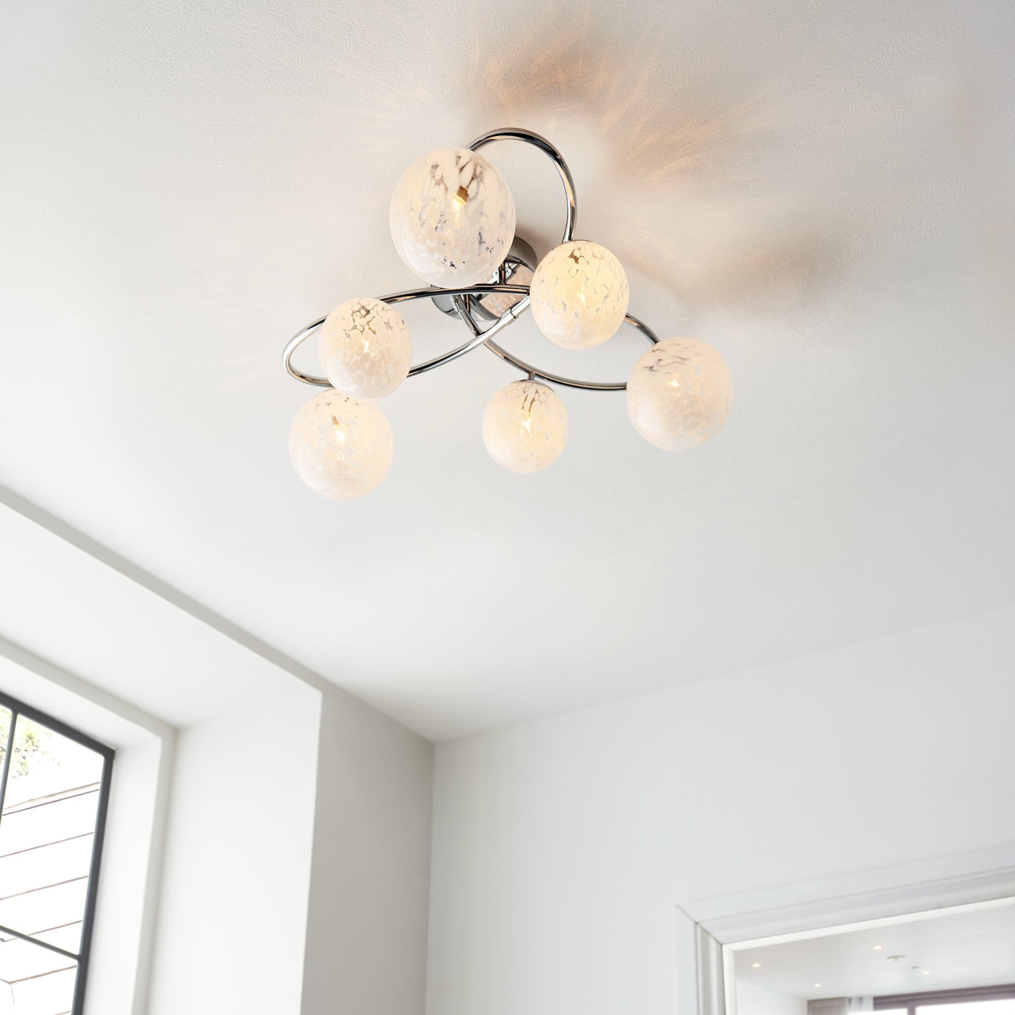 Endon Maye 6 Light Semi Flush - Chrome Plate & Confetti Glass