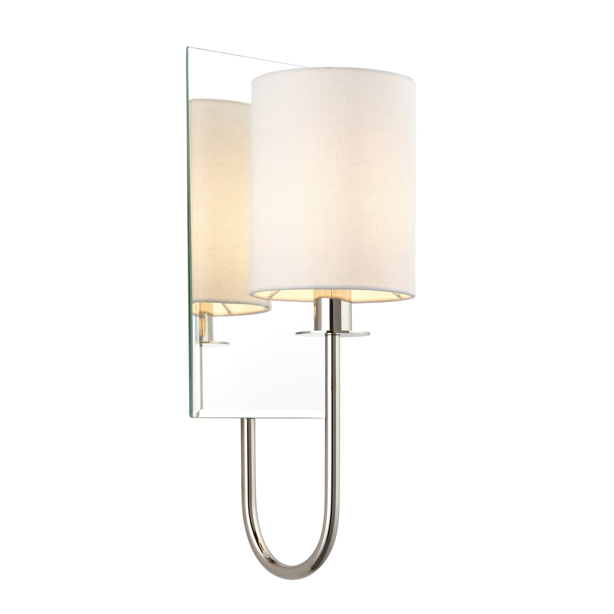 Utopia Magnum Mirrored Wall Light - Bright Nickel & Vintage White Shade
