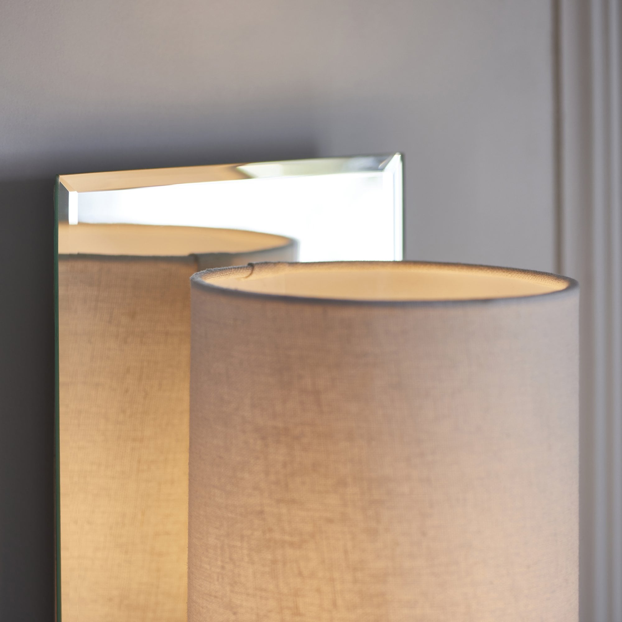 Utopia Magnum Mirrored Wall Light - Bright Nickel & Vintage White Shade